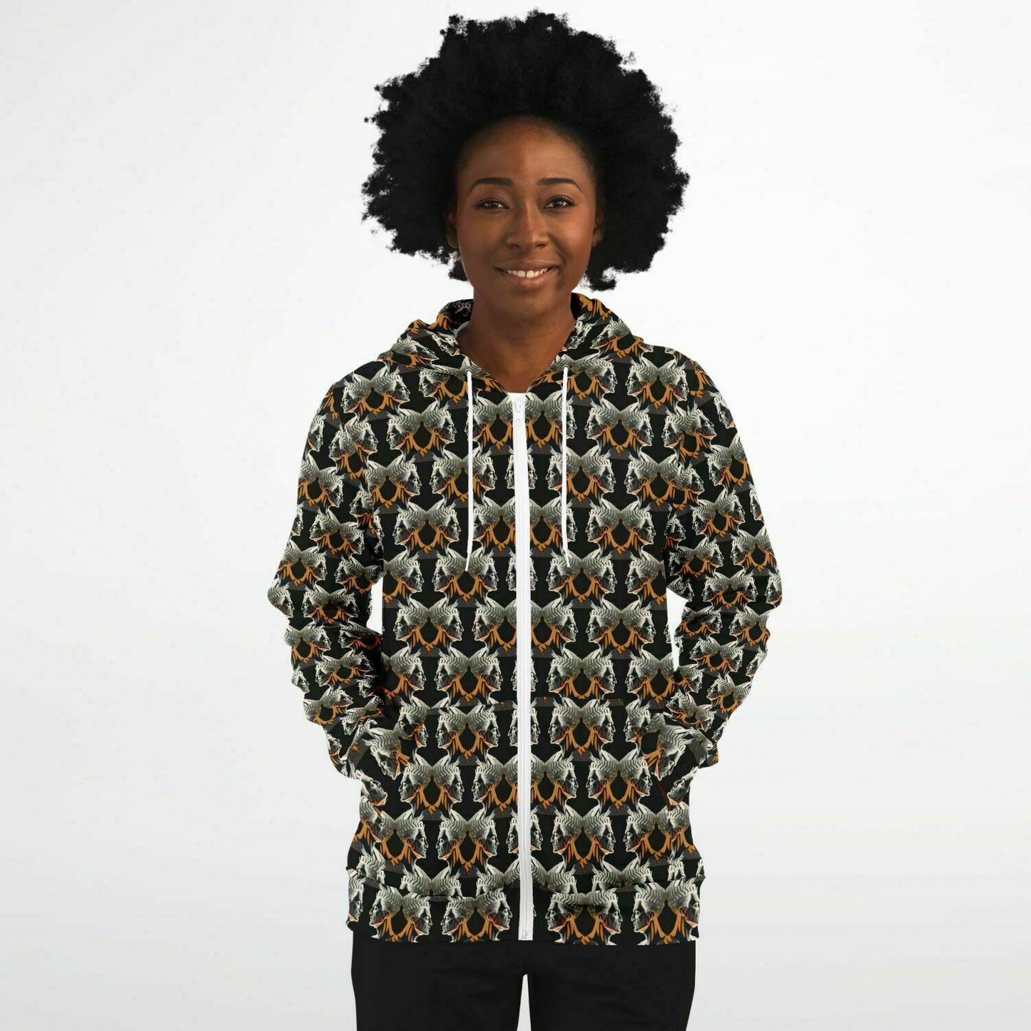 Fashion Zip-Up Hoodie - AOP Kukloso Cubist Faces No 2 - Free Shipping
