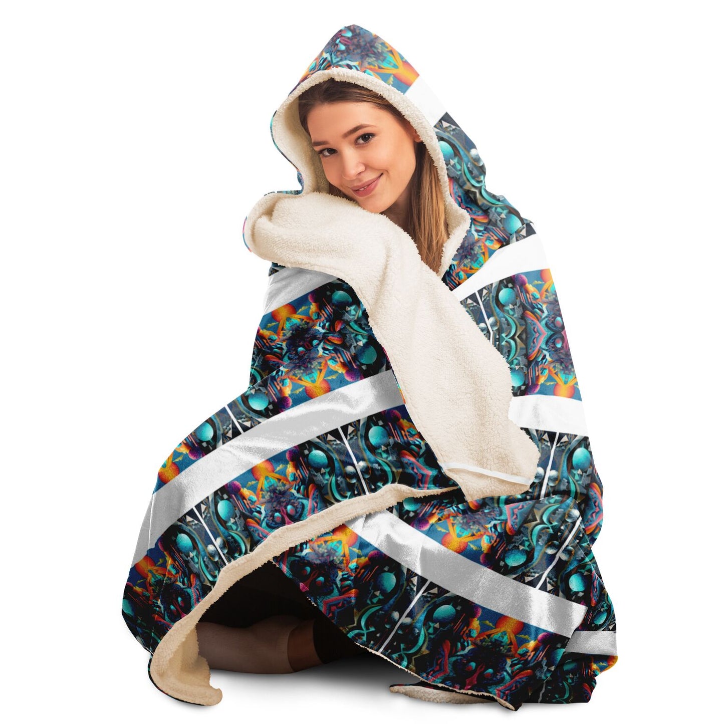 Hooded Blanket - AOP Kukloso Space Faces No 28 - Free Shipping