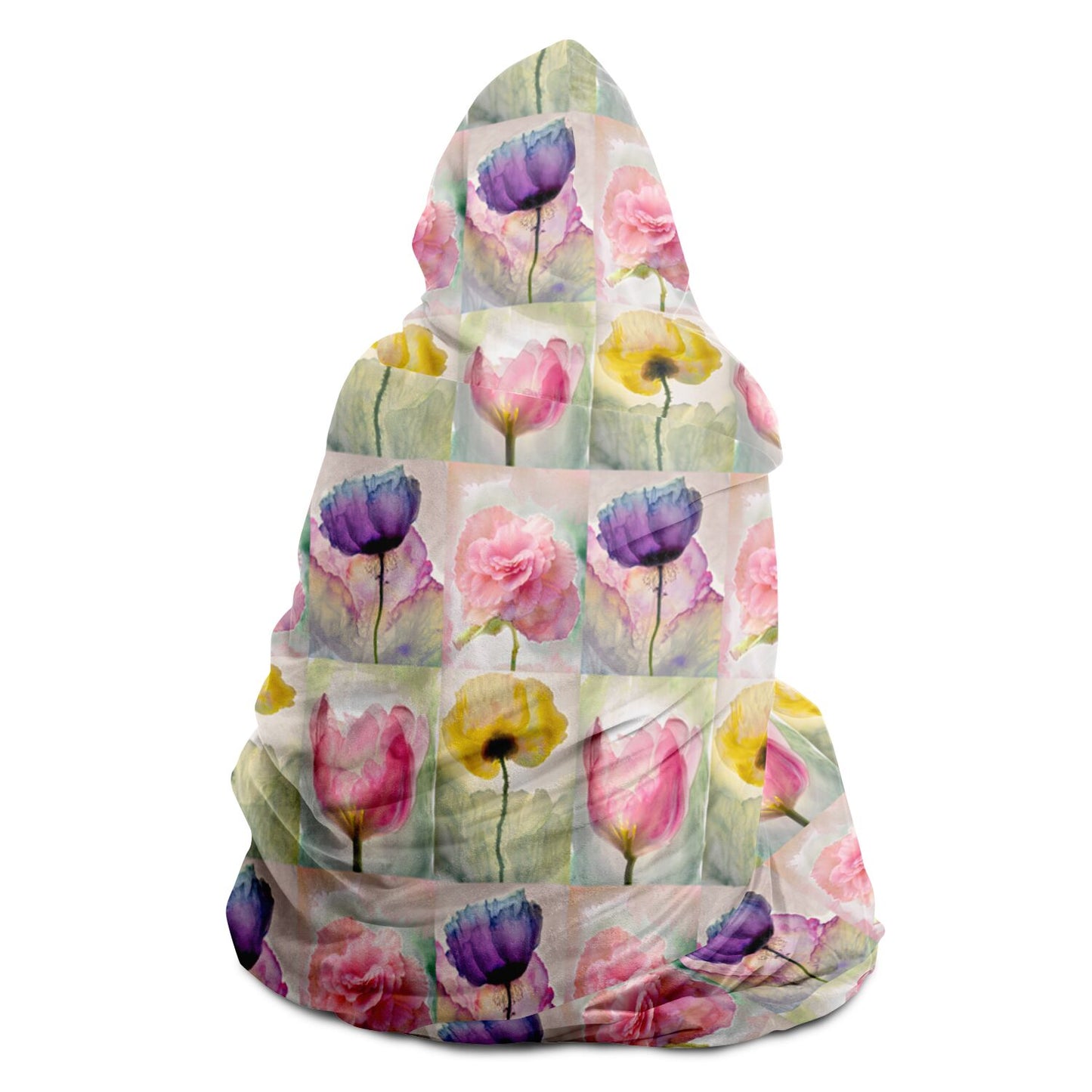 Hooded Blanket - AOP Kukloso Watercolor Florals Small Pattern - Free Shipping