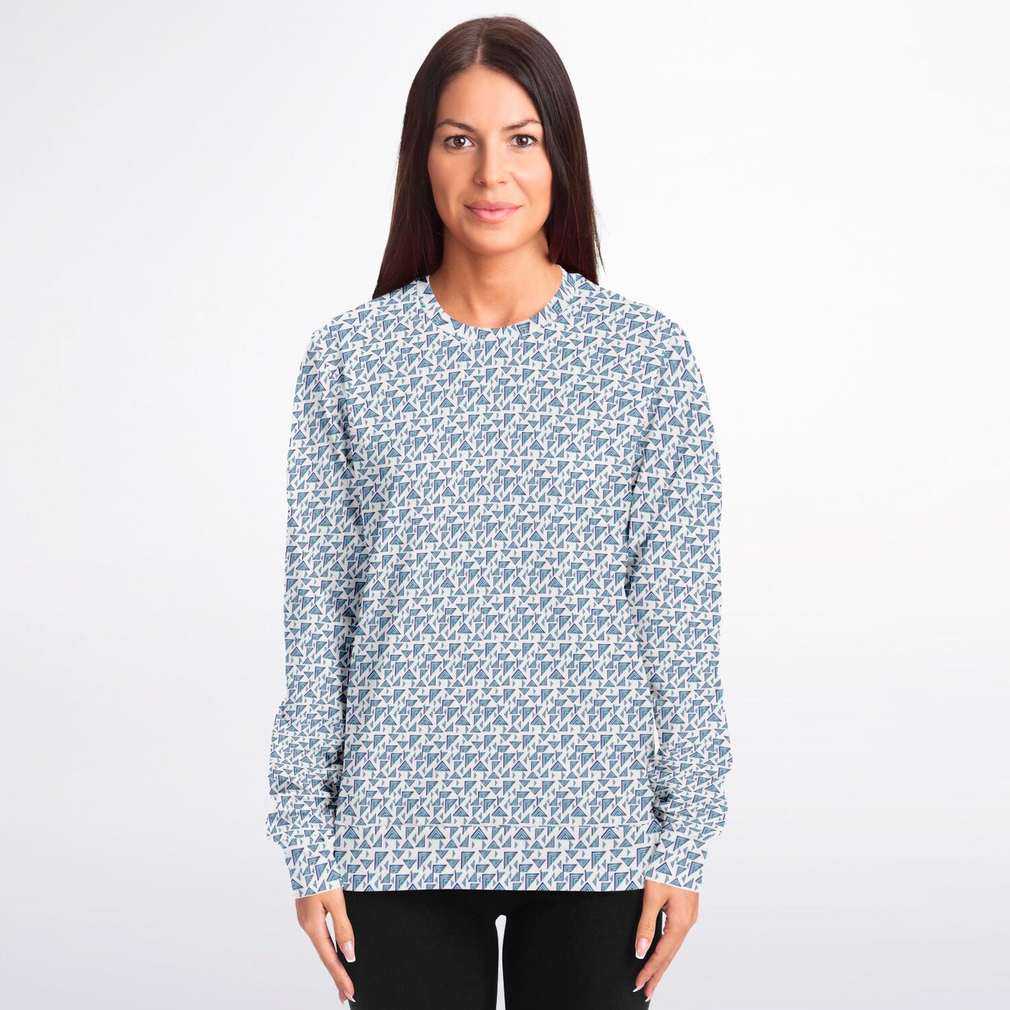 Athletic Sweatshirt - AOP Kukloso Abstractical No 94 Navy, Aqua, Pink shapes on White - Free Shipping