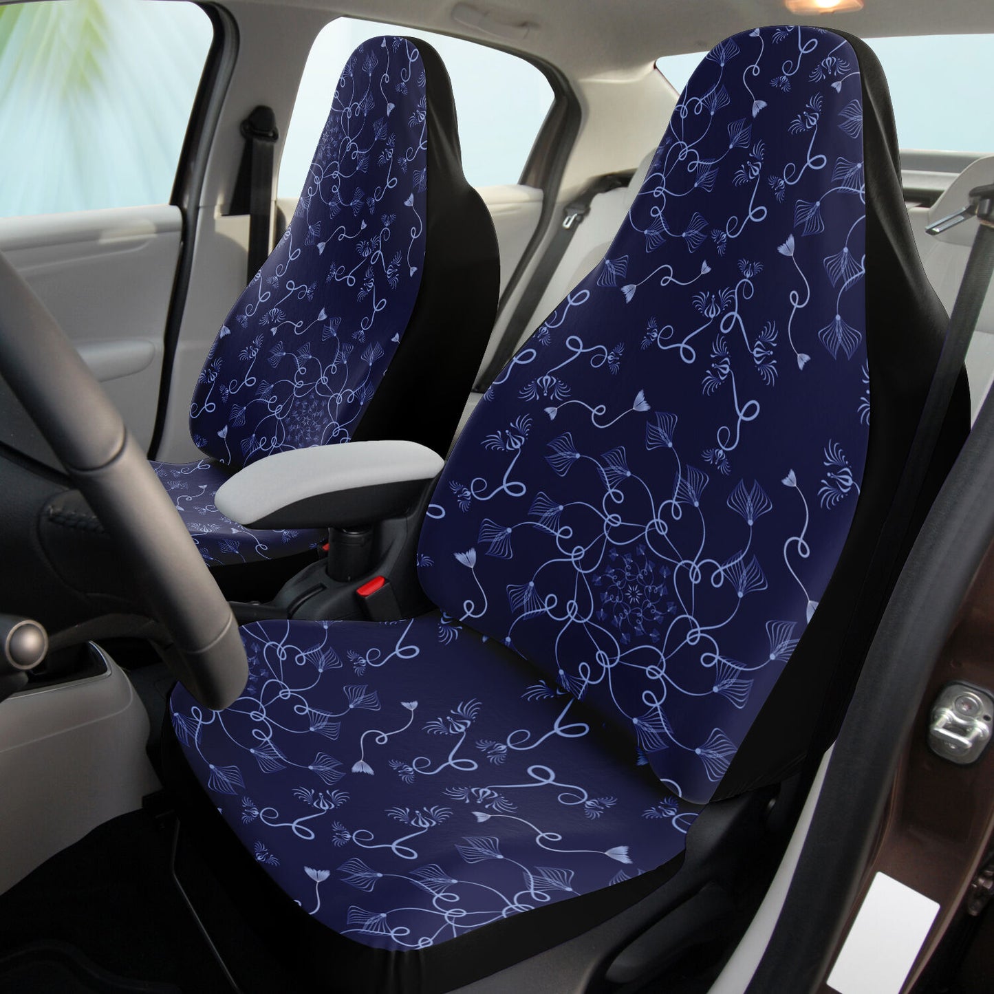 Car Seat Cover - AOP Kukloso Abstractical No 19 Periwinkle on Navy - Free Shipping