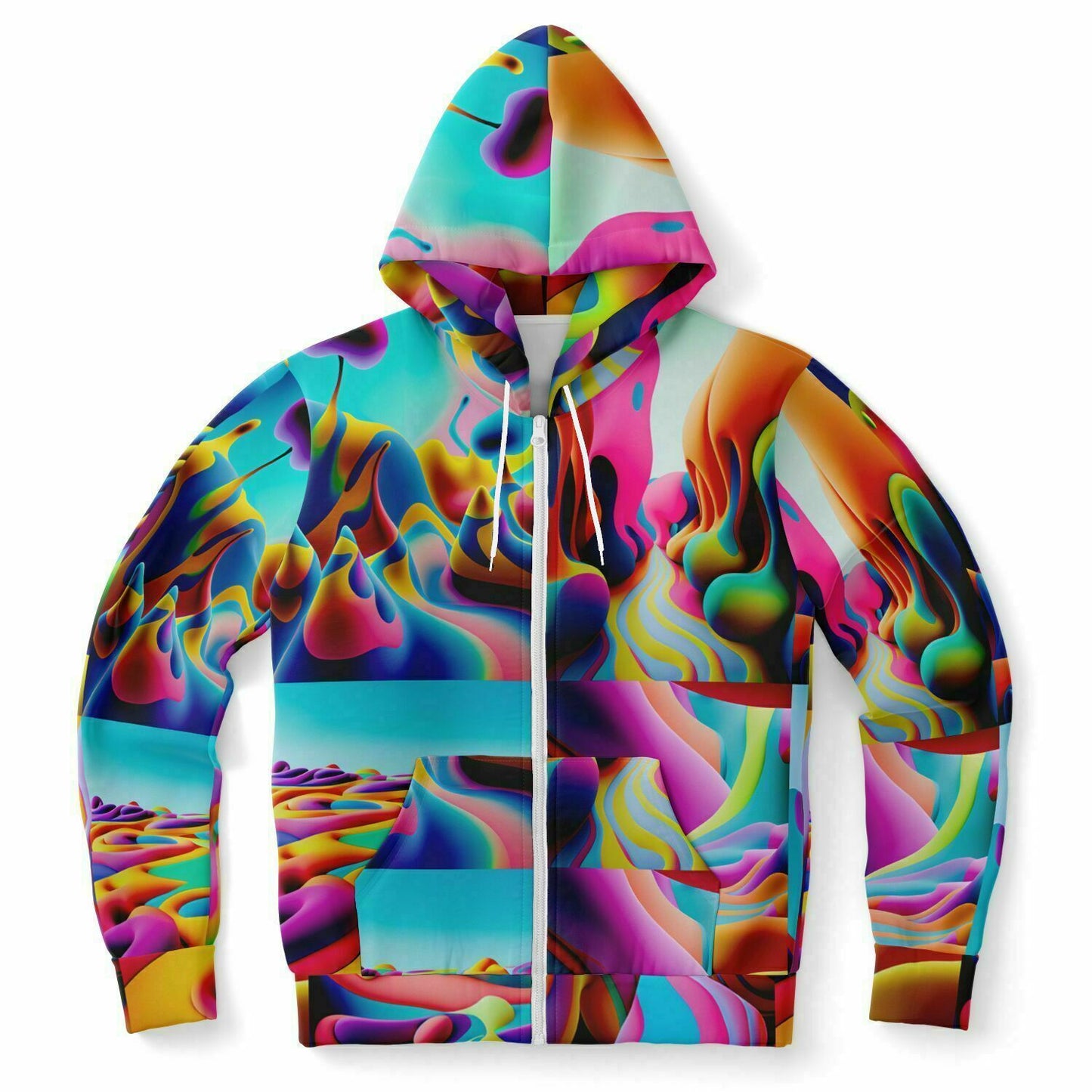 Fashion Zip-Up Hoodie - AOP Kukloso Got Color Multicolored Medium Pattern - Free Shipping