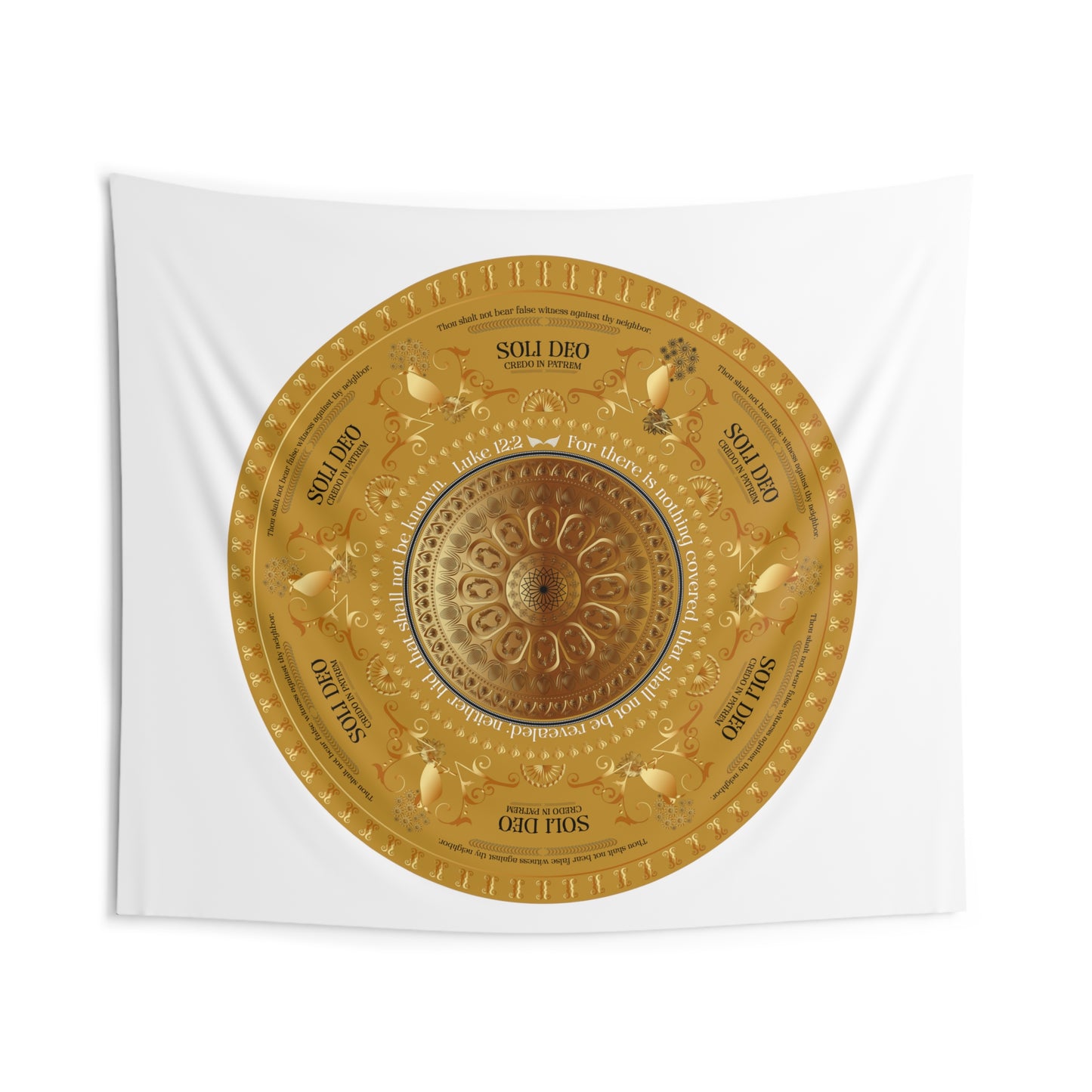 Indoor Wall Tapestries OVC No 4280 Golden Mandala Christian Luke 12:2 - Free Shipping