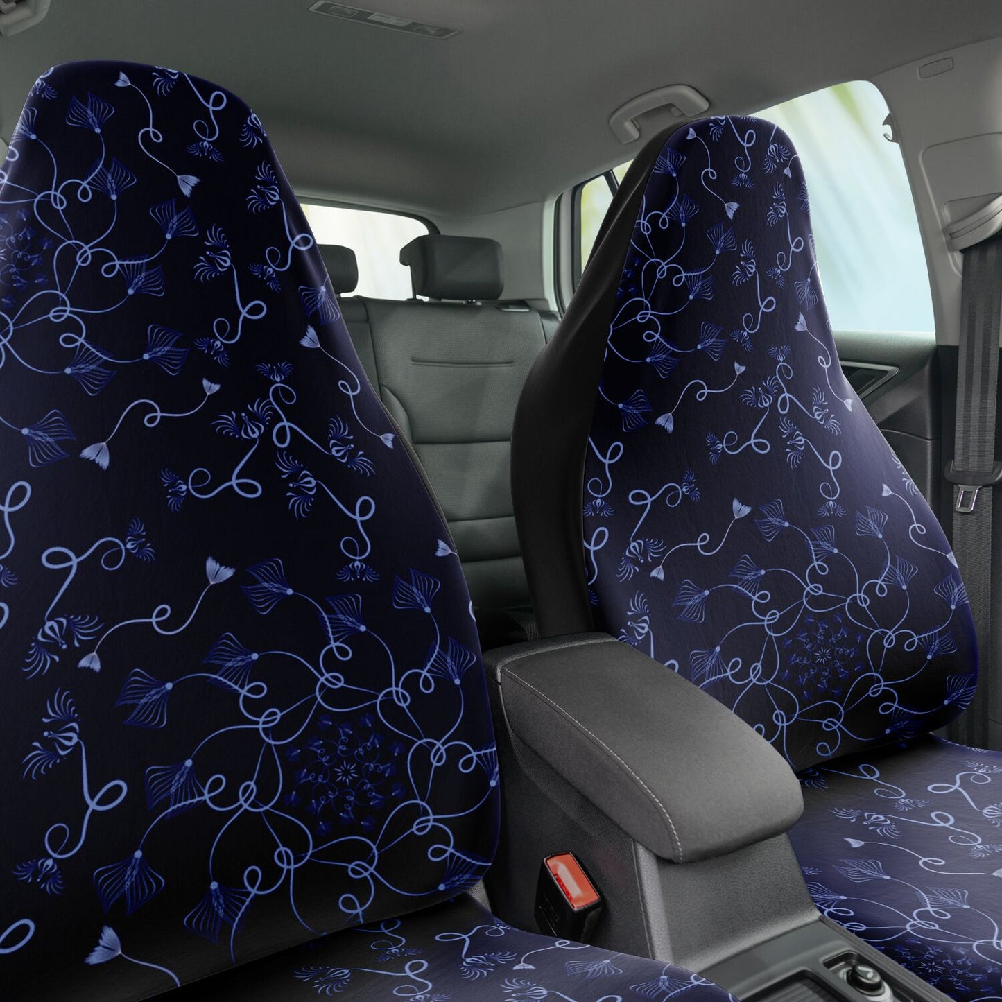 Car Seat Cover - AOP Kukloso Abstractical No 19 Periwinkle on Navy - Free Shipping