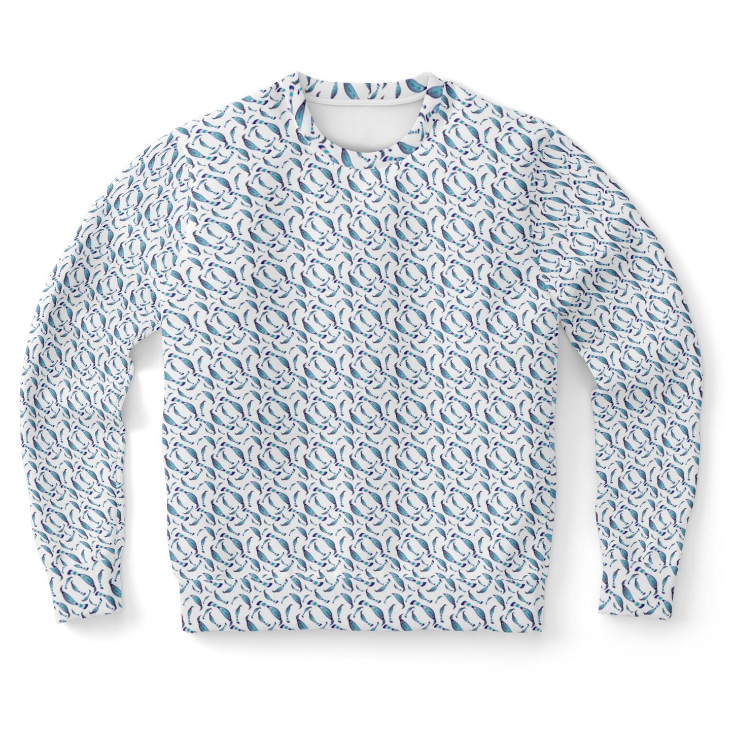 Athletic Sweatshirt - AOP Kukloso Abstractical No 98 Navy, Aqua, Pink Crazy shapes on White - Free Shipping