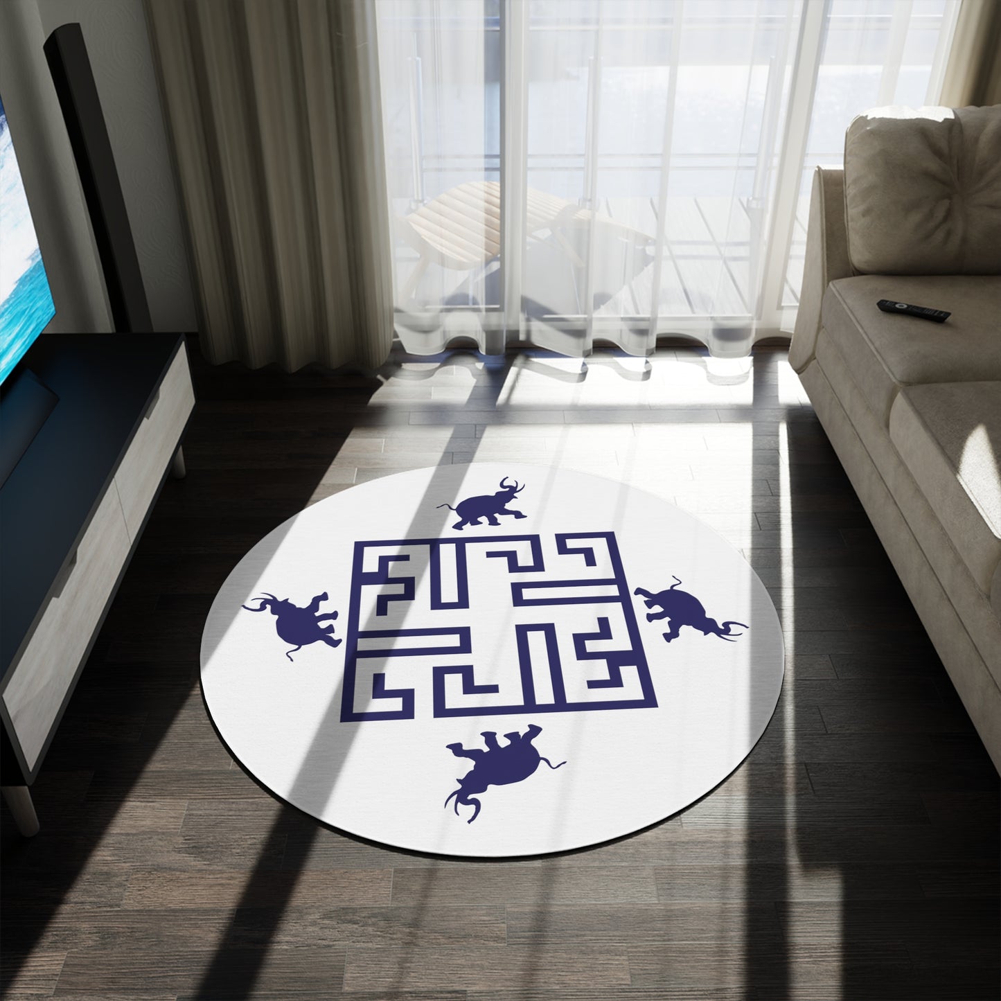 Round Rug Kukloso Greek Border w Ganesh Free Shipping