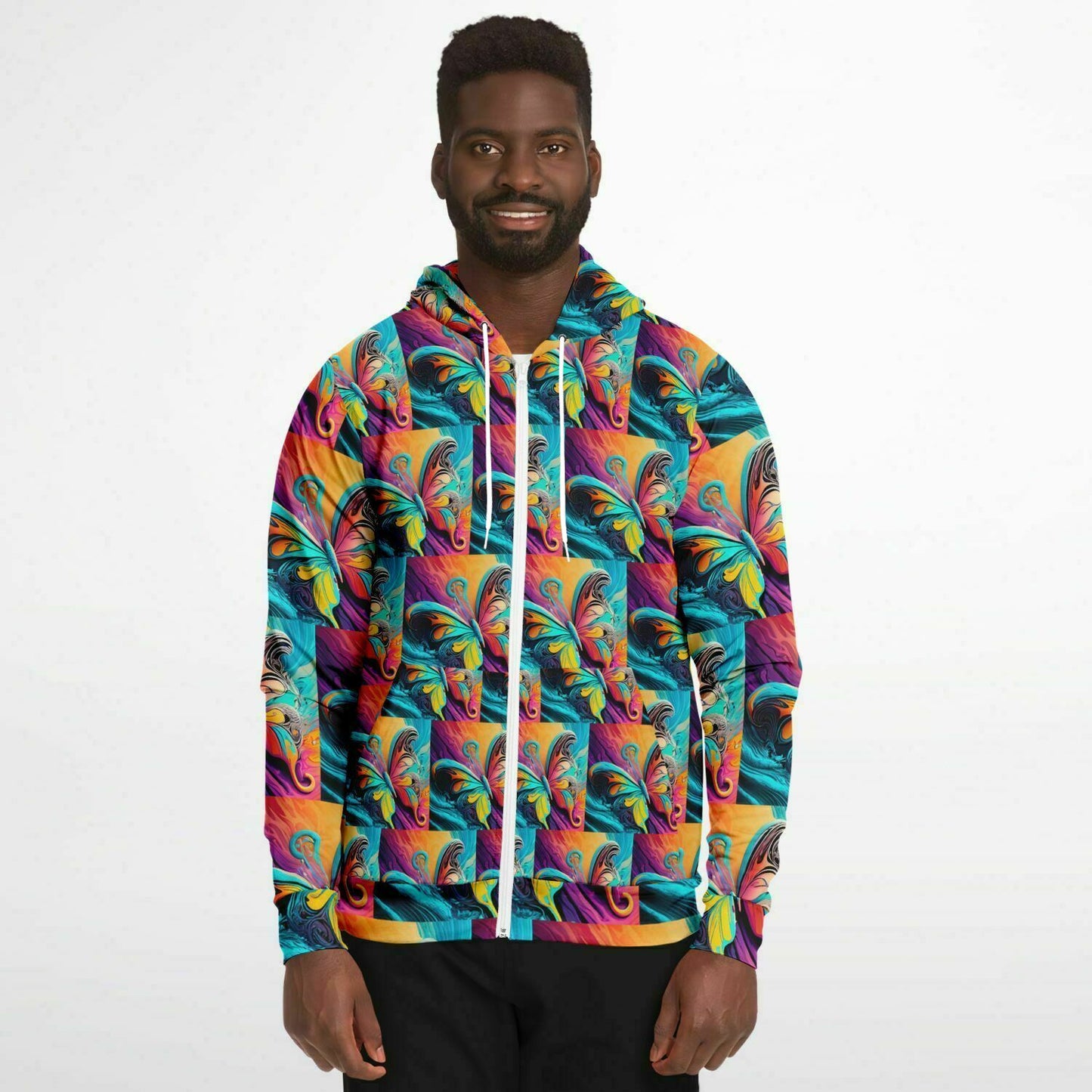 Fashion Zip-Up Hoodie - AOP Kukloso Got Color Series Butterfly - Free Shipping
