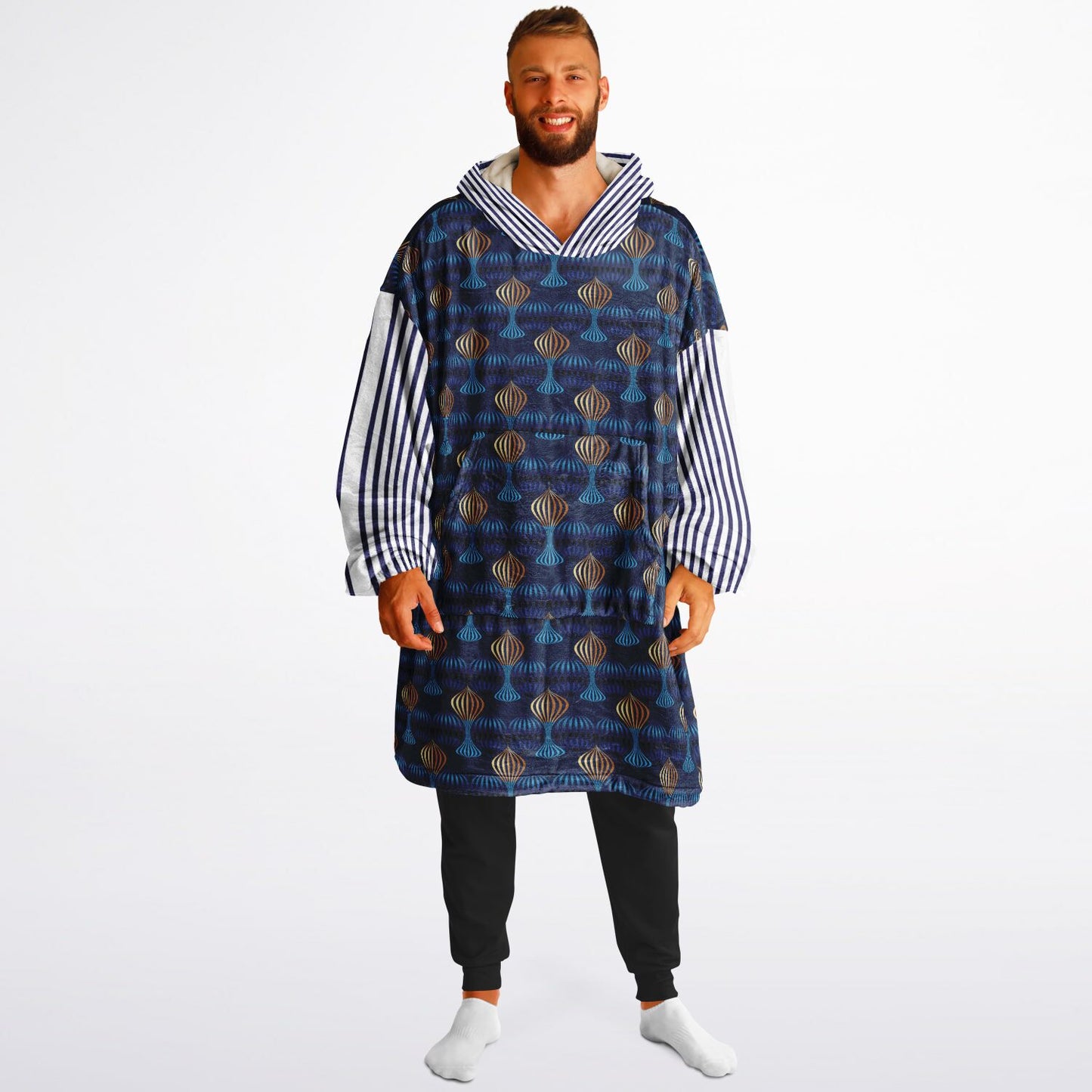 Snug Hoodie Economy - AOP Kukloso Fleuron Blue - Gold No 1 Large Pattern - Free Shipping