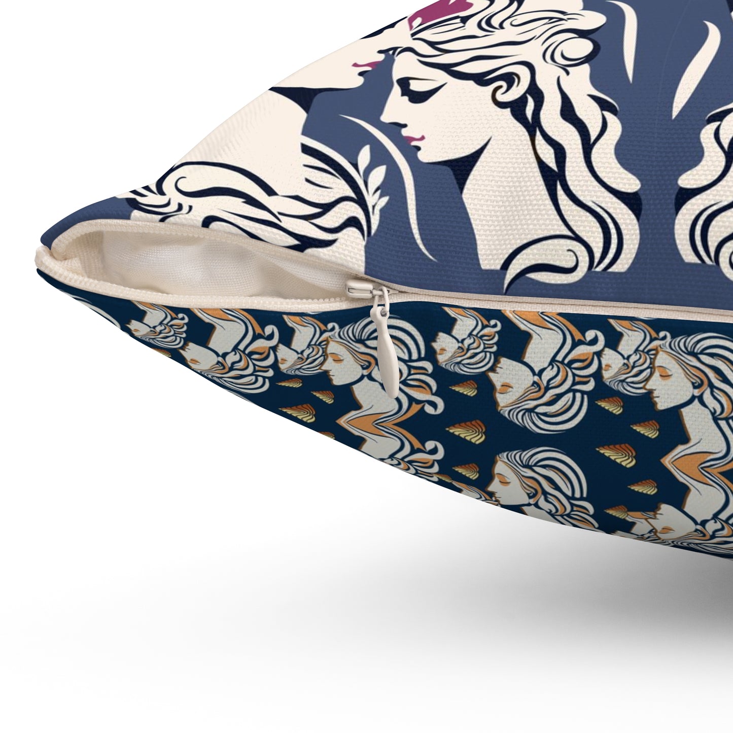 Spun Polyester Square Pillow Kukloso Greek Woman No 2 - Free Shipping