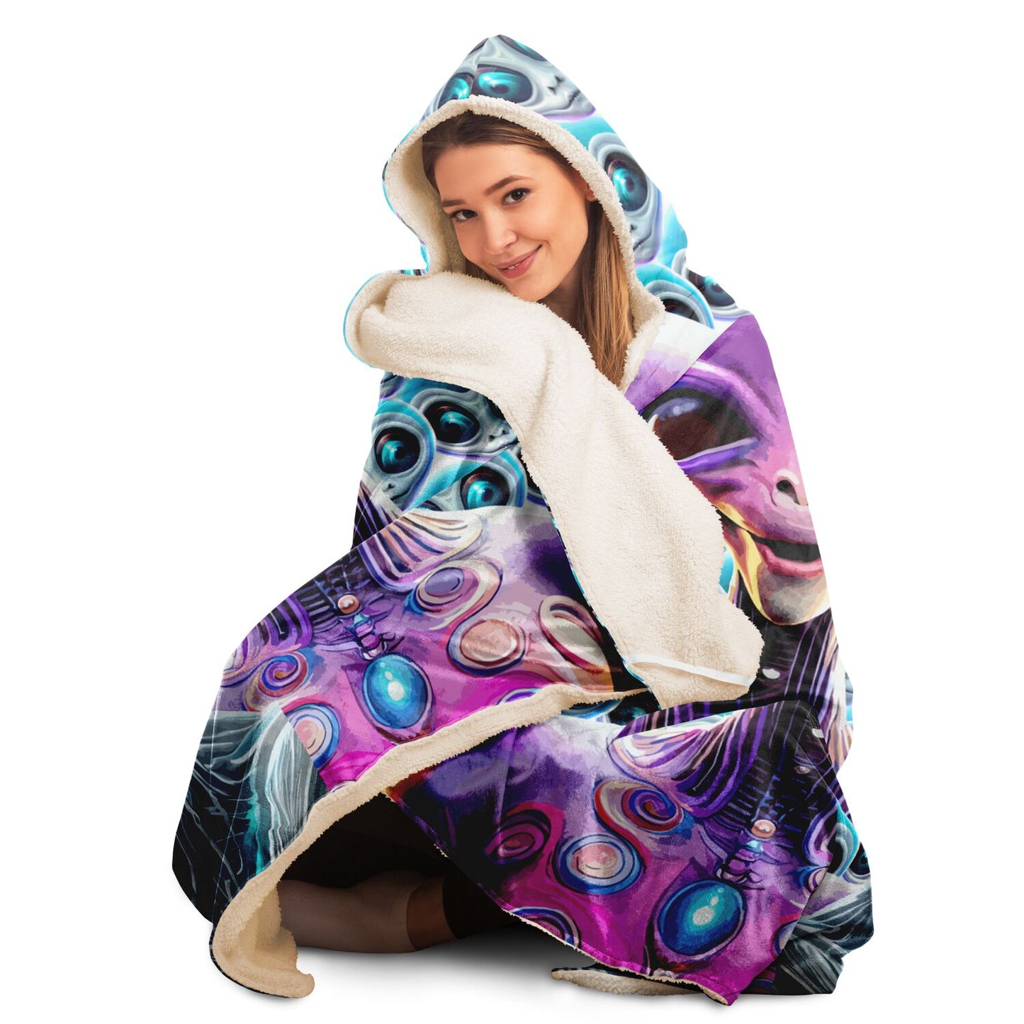 Hooded Blanket - AOP Kukloso Three Space Ladies No 1 - Free Shipping