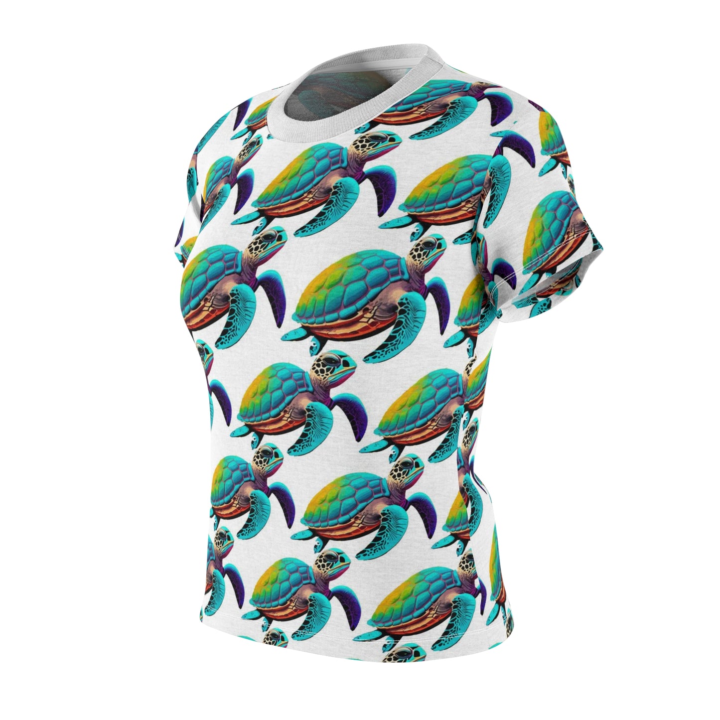 Women's Cut & Sew Tee (AOP) Kukloso Cubist Mr. Sea Turtle - Free Shipping
