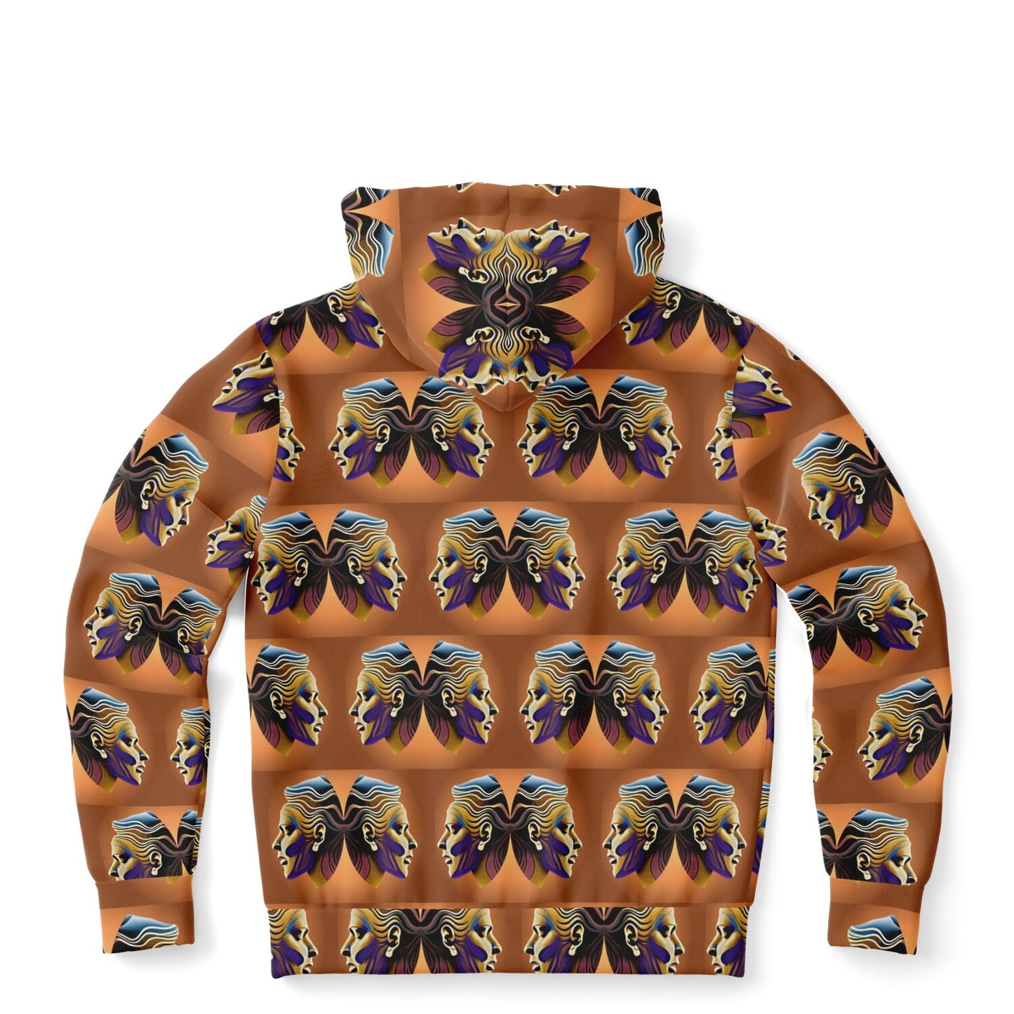 Fashion Zip-Up Hoodie - AOP Kukloso Cubist Faces No 3 Copper colors - Free Shipping