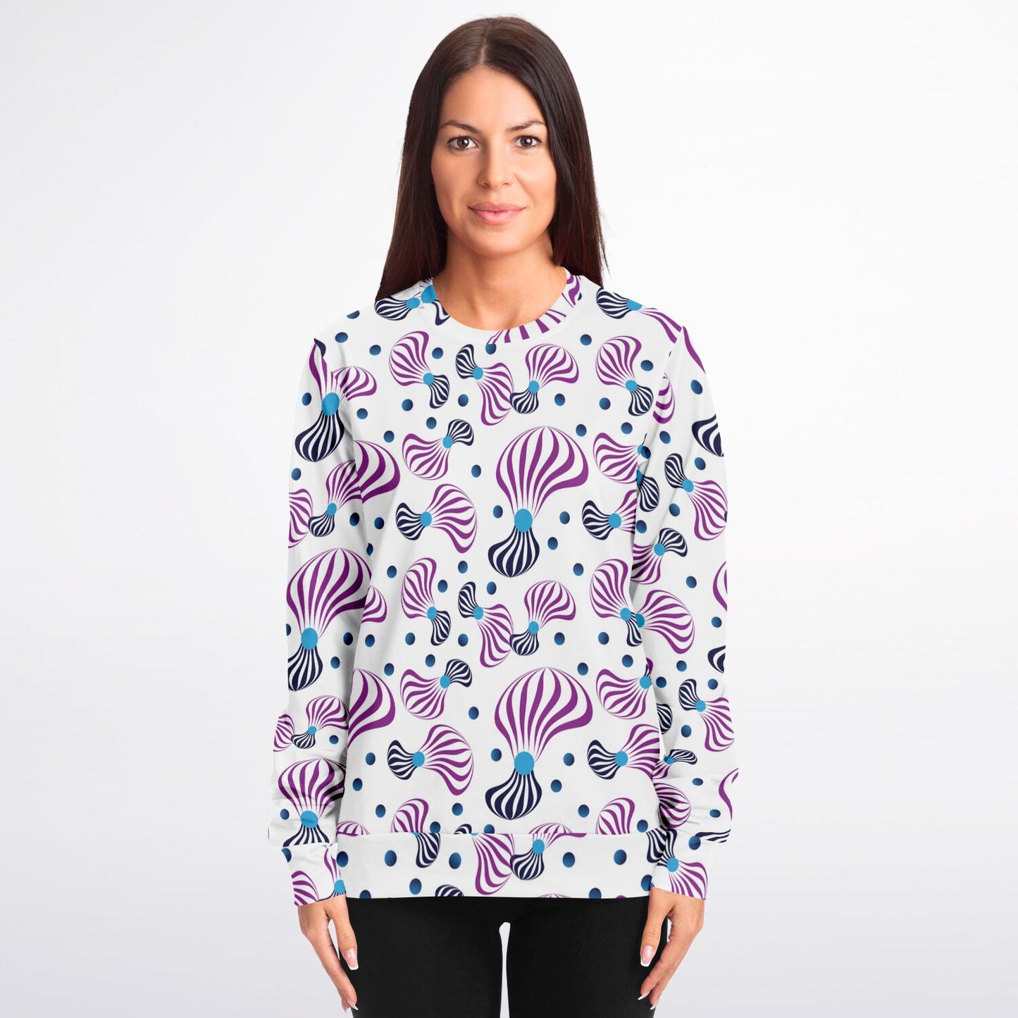 Athletic Sweatshirt - AOP Kukloso Whimsical No 95 Pink, Navy Abstract Spirals - Free Shipping