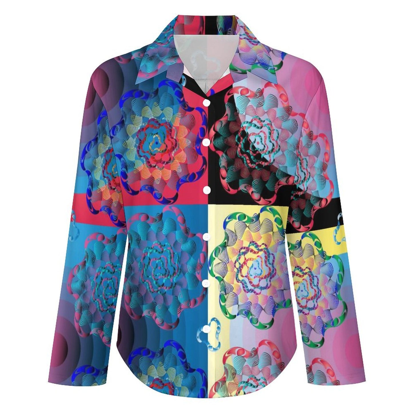Long Sleeve Shirt Blouse Kukloso Abstract No 938