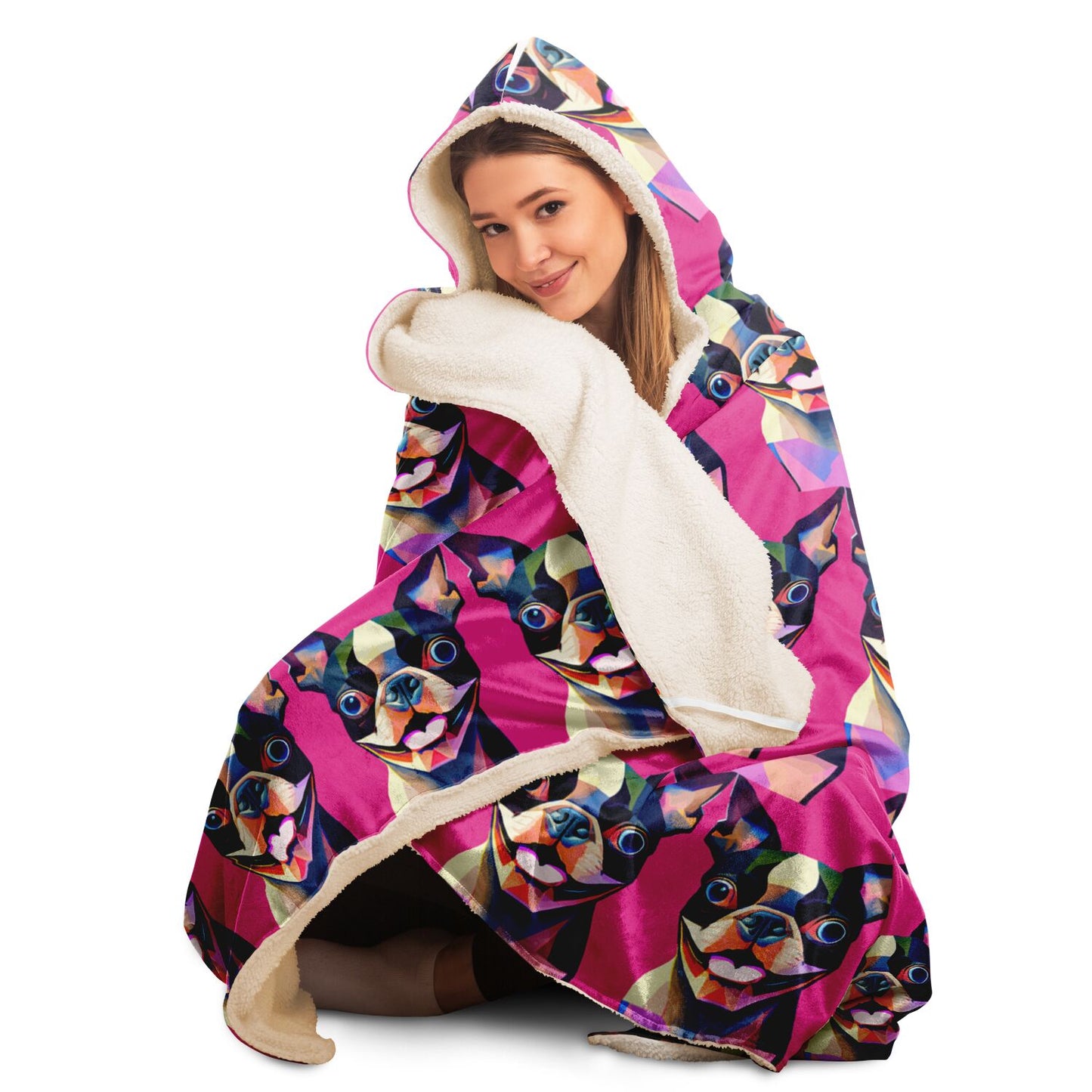 Hooded Blanket - AOP KUkloso Cubist Boston Terrier Dog No 1 - Free Shipping