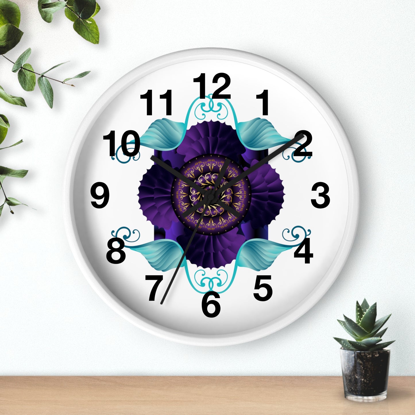 Wall Clock Kukloso Kuklos No 4364 Abstract Purple & Aqua - Free Shipping