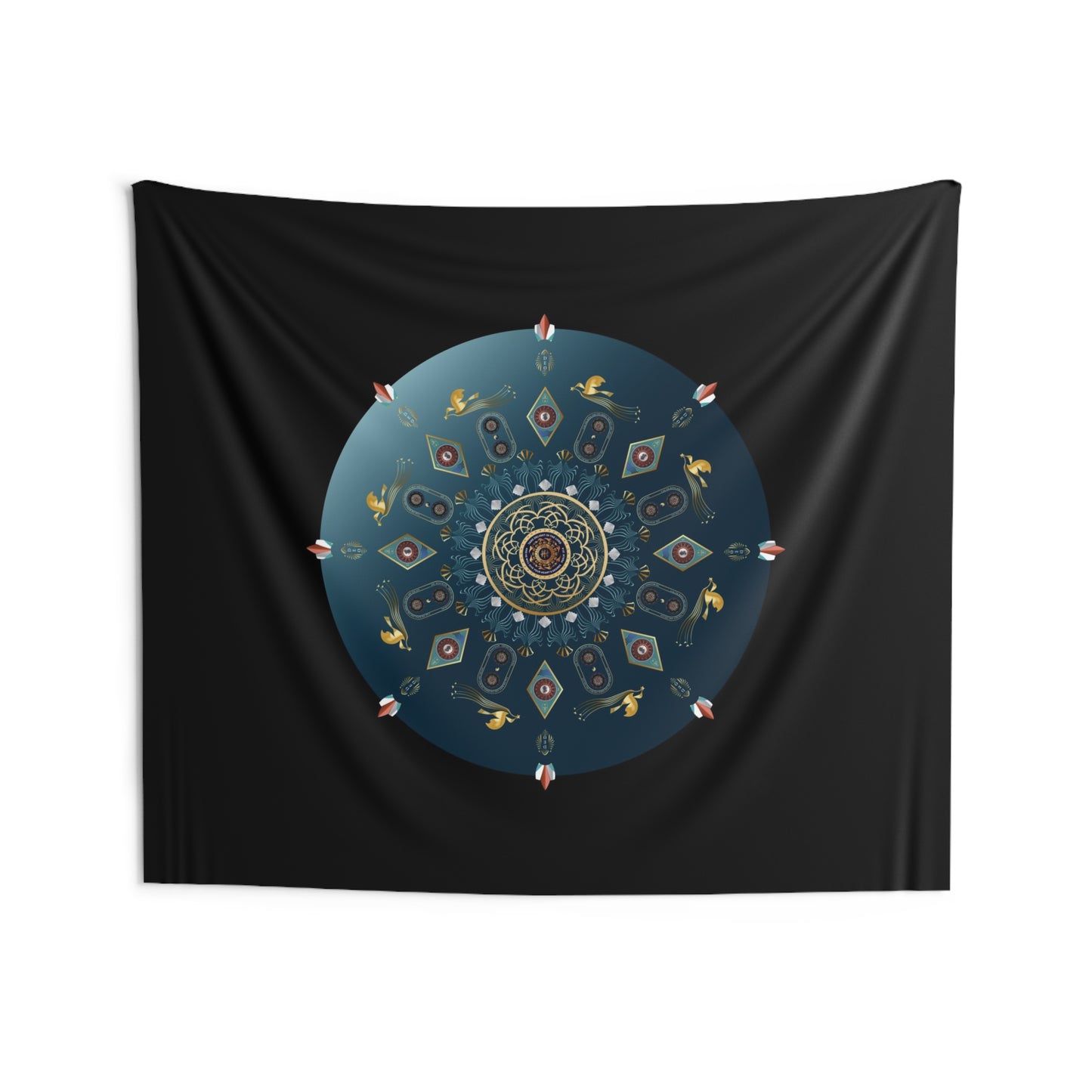 Indoor Wall Tapestries Kukloso Kuklos Christian Mandala Psalm 37:4, Revelation 22:13 - Viridian Green Free Shipping