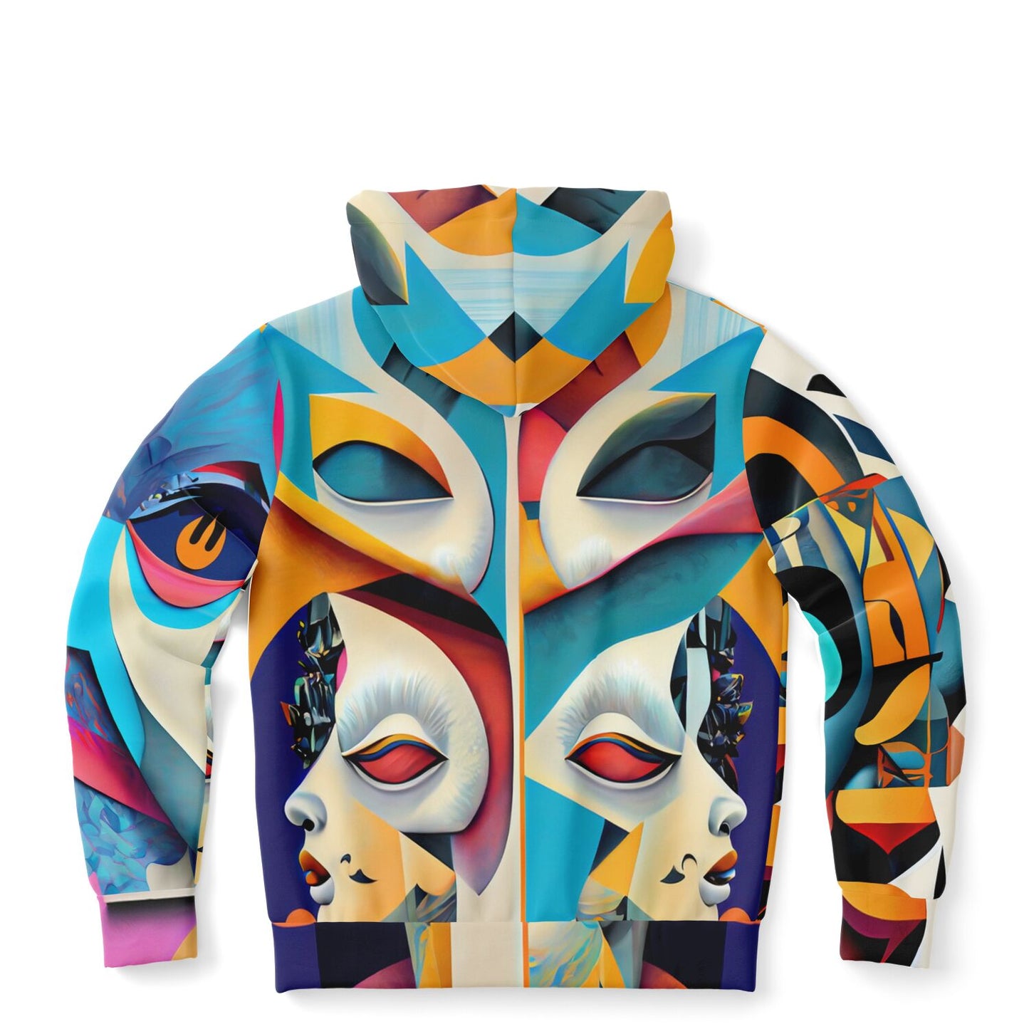 Fashion Zip-Up Hoodie - AOP Kukloso Cubist Faces No 4 Multicolored - Free Shipping