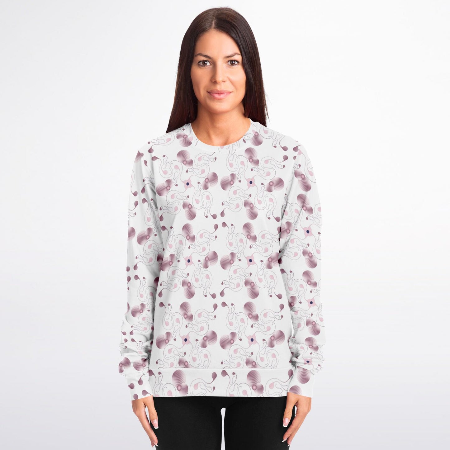 Athletic Sweatshirt - AOP Kukloso Abstractical No 57 Pink Shapes on White - Free Shipping