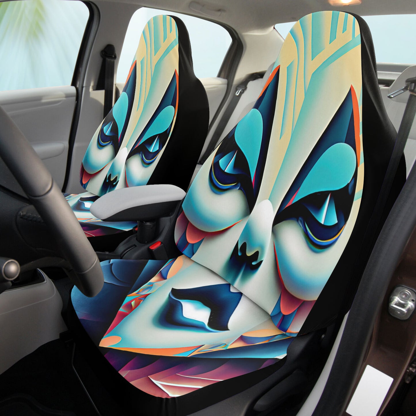 Car Seat Cover - AOP Kukloso Cubist Faces series No 10 - Free Shipping