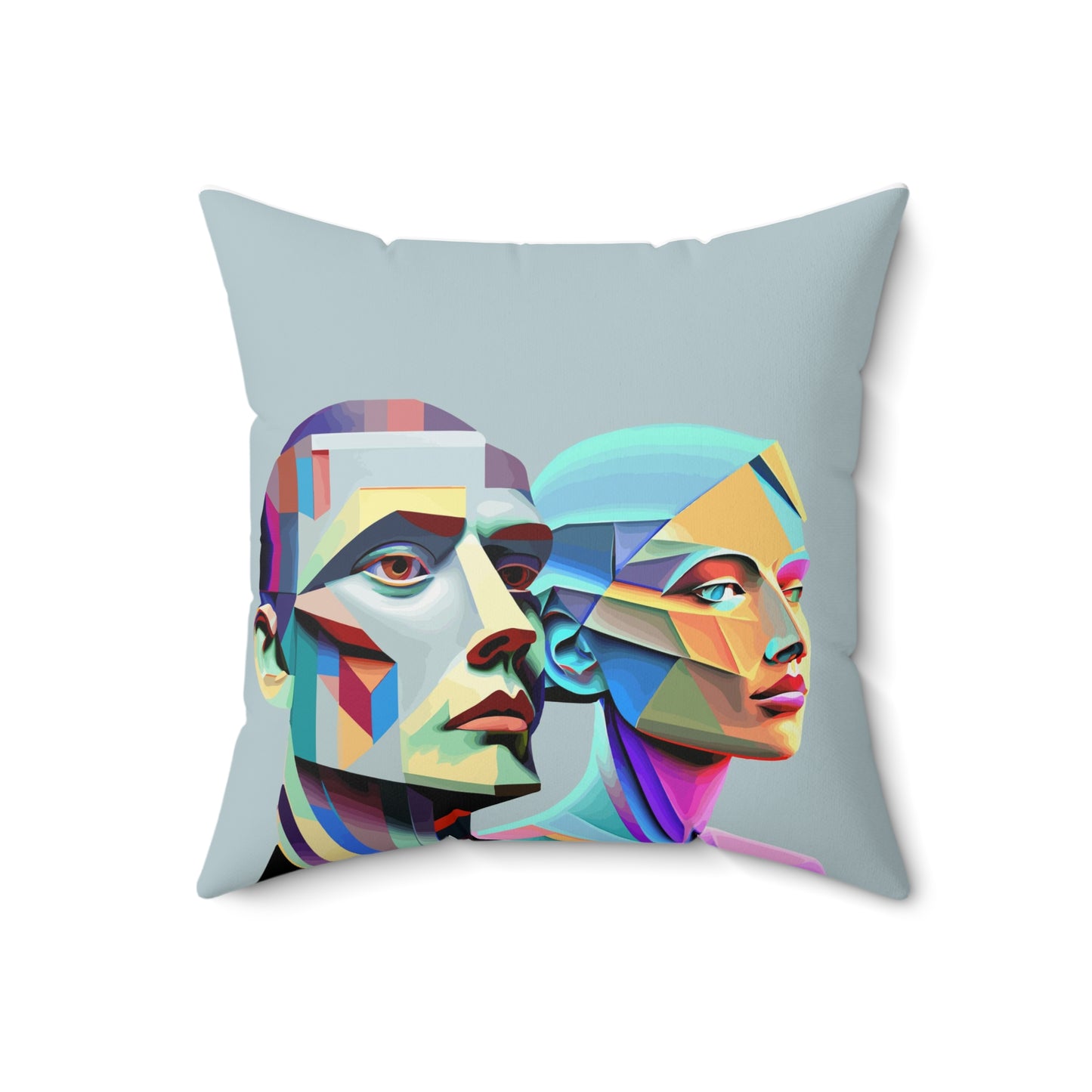 Spun Polyester Square Pillow Kukloso Cubist Faces No 9 - Free Shipping