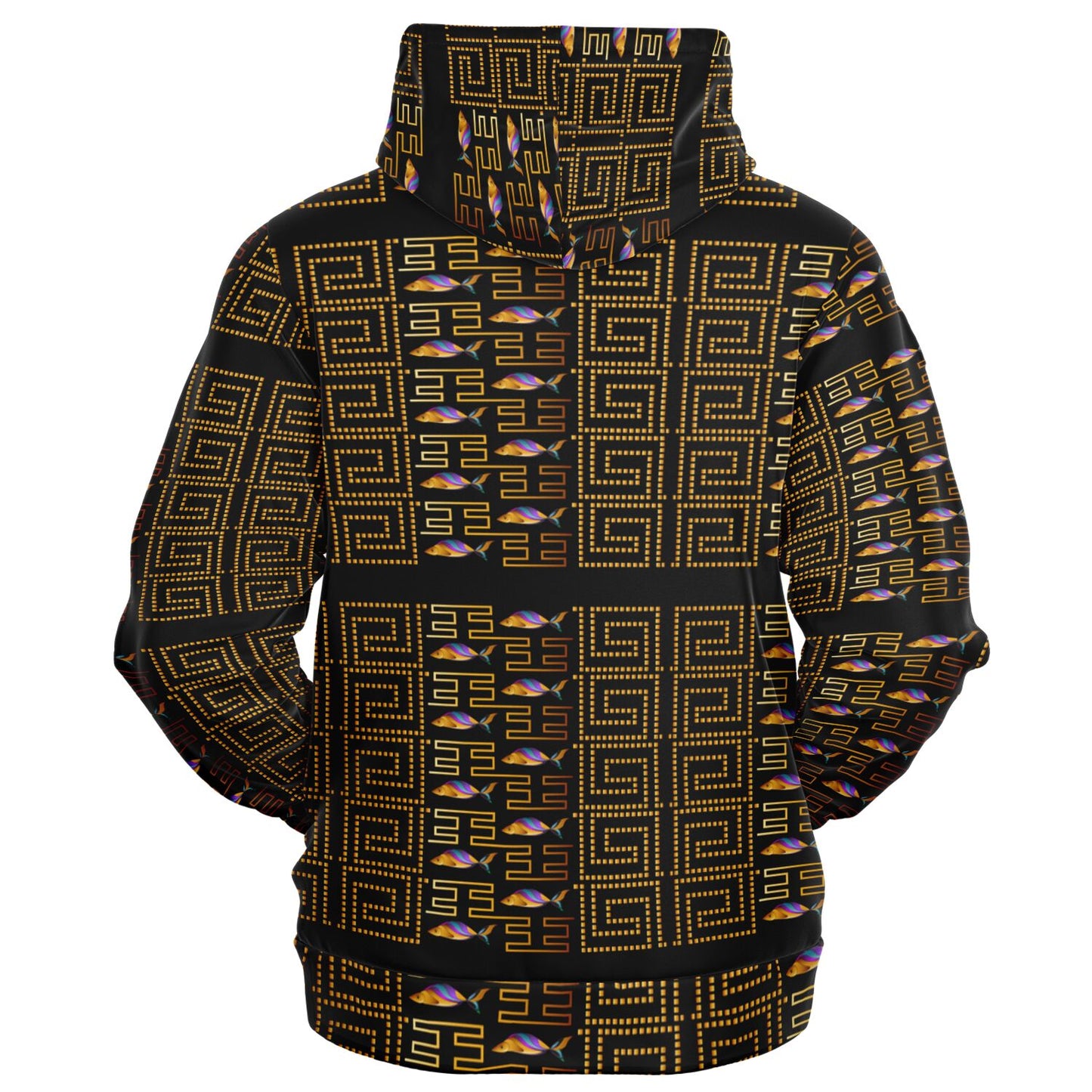 Fashion Zip-Up Hoodie - AOP Kukloso Greek Border No 3 Golden Fish - Free Shipping