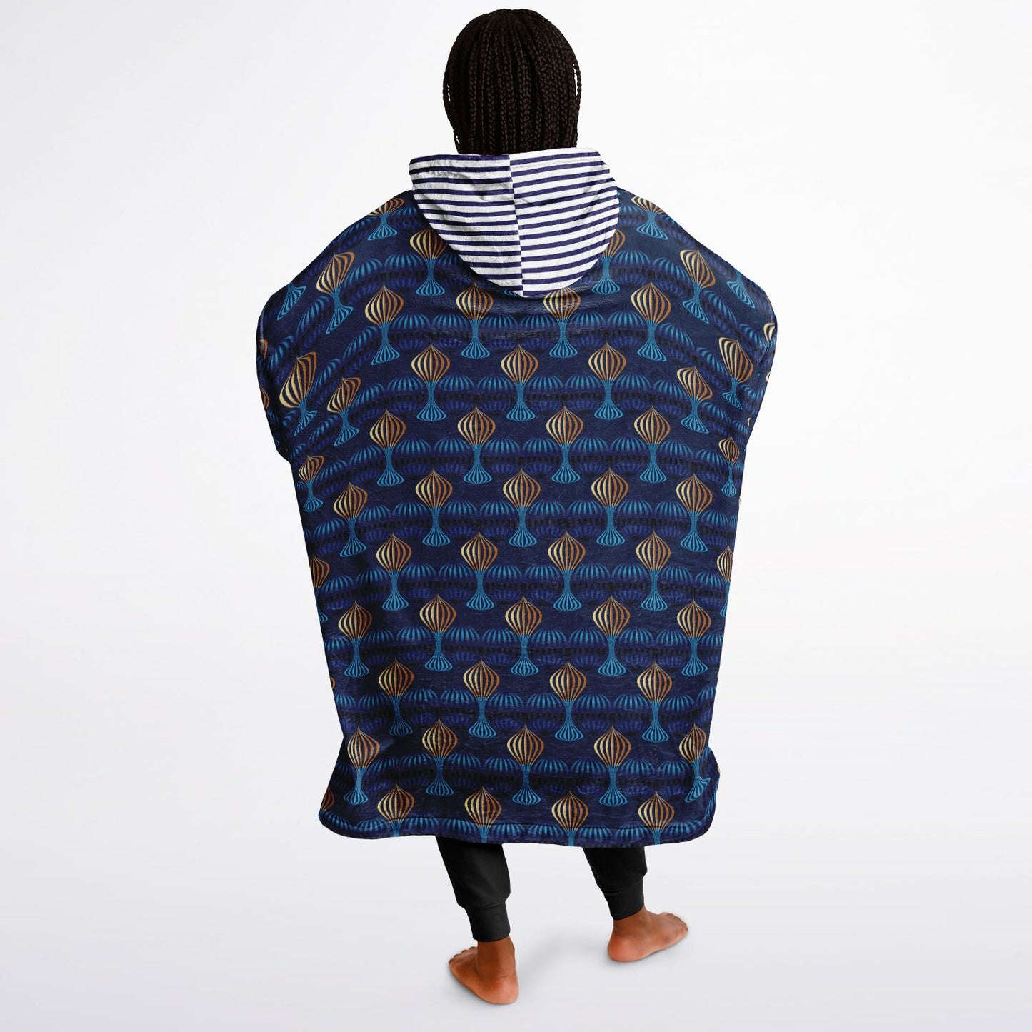 Snug Hoodie Economy - AOP Kukloso Fleuron Blue - Gold No 2 Large Pattern - Free Shipping