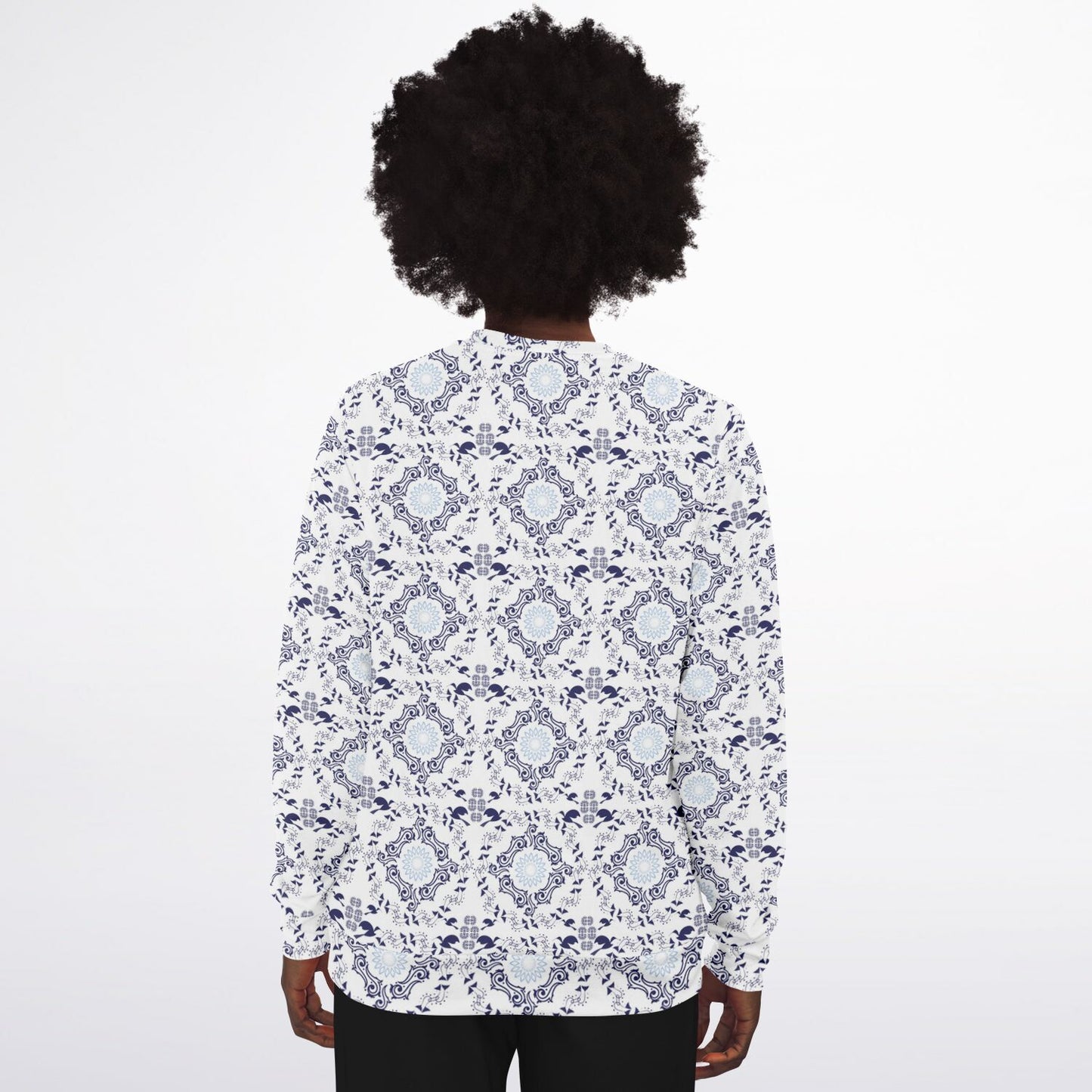 Athletic Sweatshirt - AOP Kukloso Abstractical No 46 No 2 Navy on White - Free Shipping