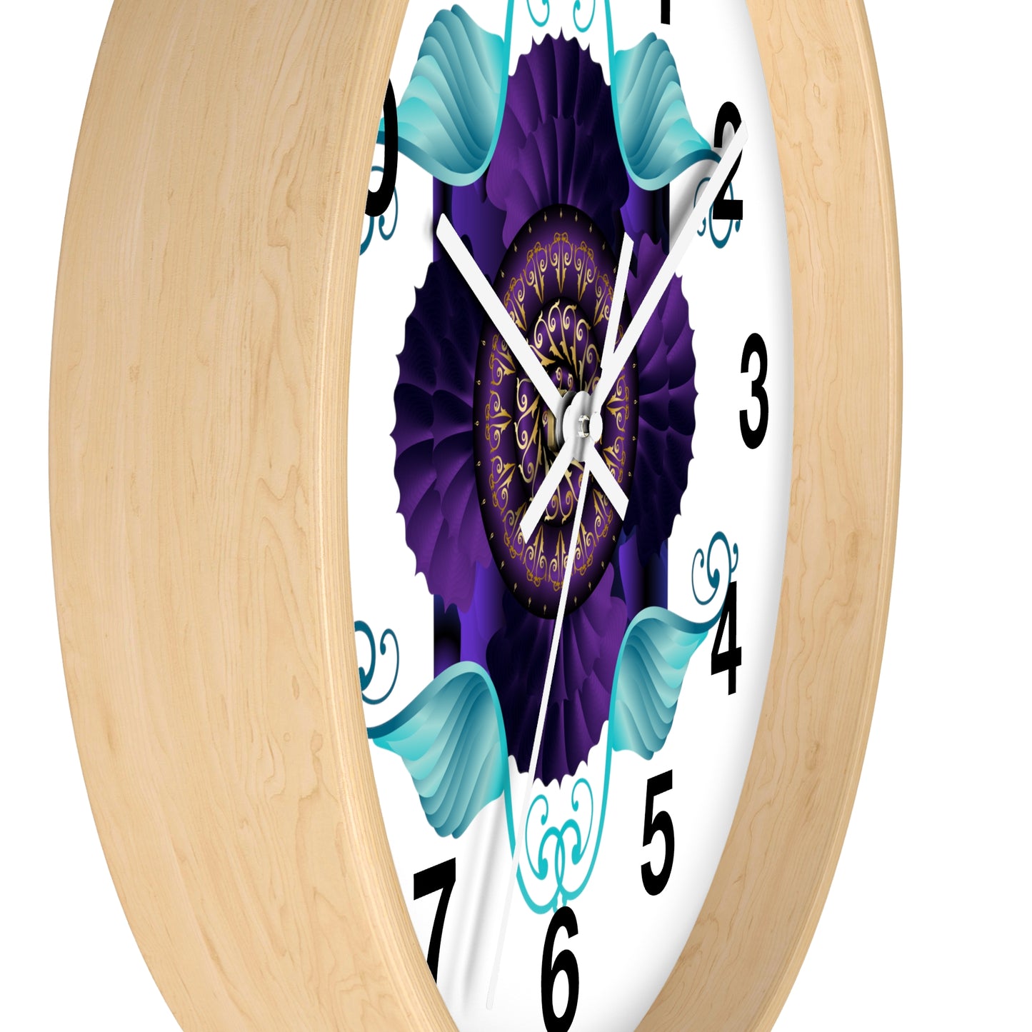 Wall Clock Kukloso Kuklos No 4364 Abstract Purple & Aqua - Free Shipping
