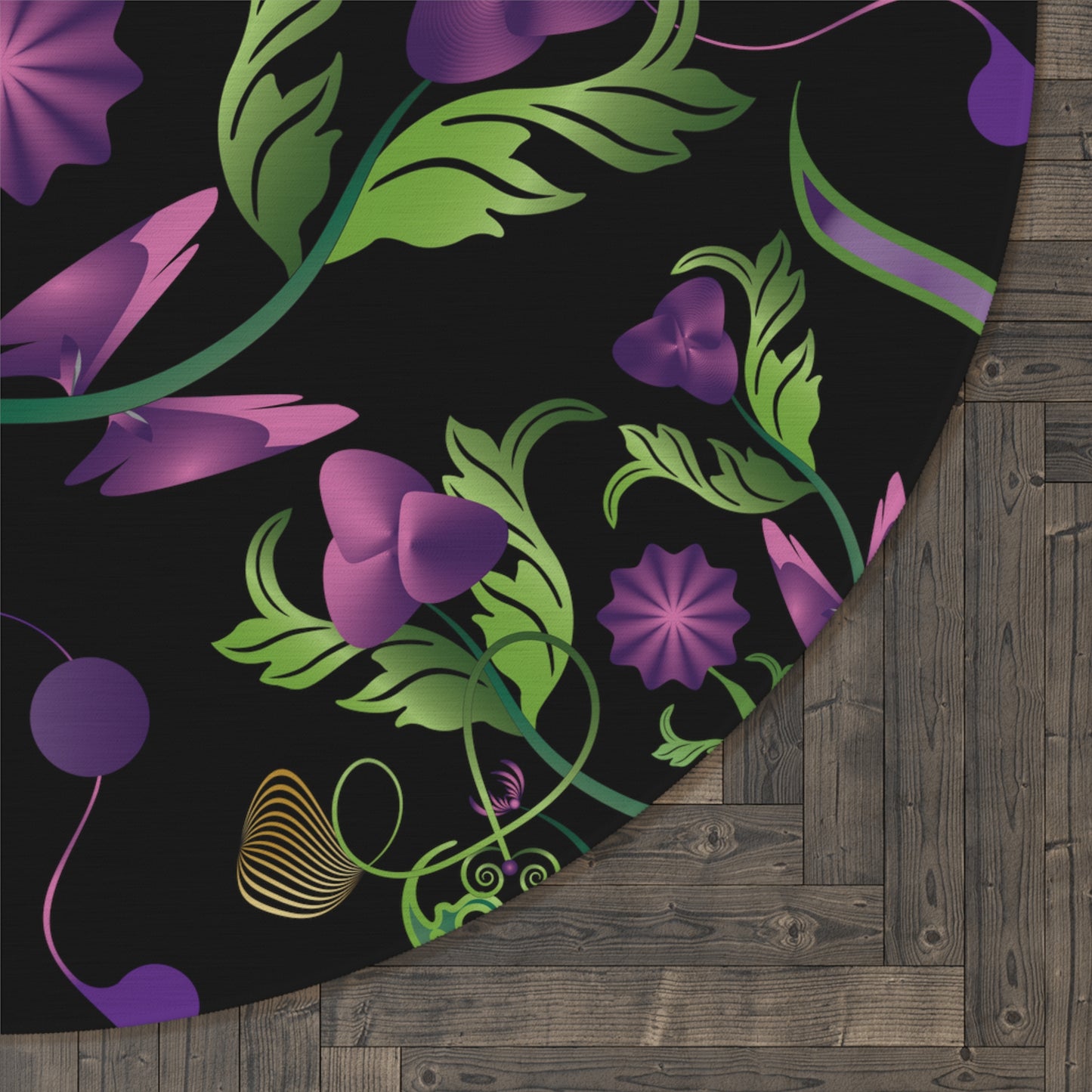 Round Rug Kukloso MD Melange de fleur Purple & Green Free Shipping