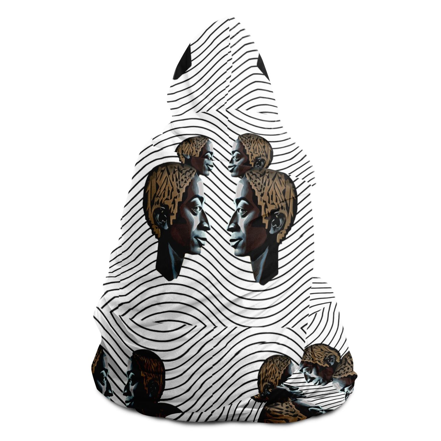 Hooded Blanket - AOP Kukloso Cubist Faces No 43C - Free Shipping