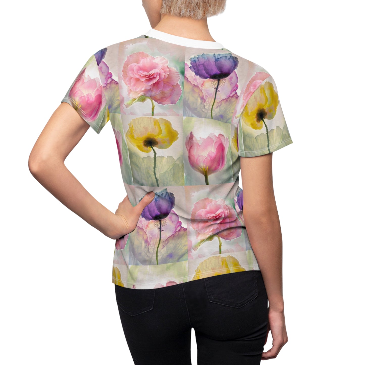 Women's Cut & Sew Tee (AOP) Kukloso Watercolor Florals Large Pattern - Free Shipping