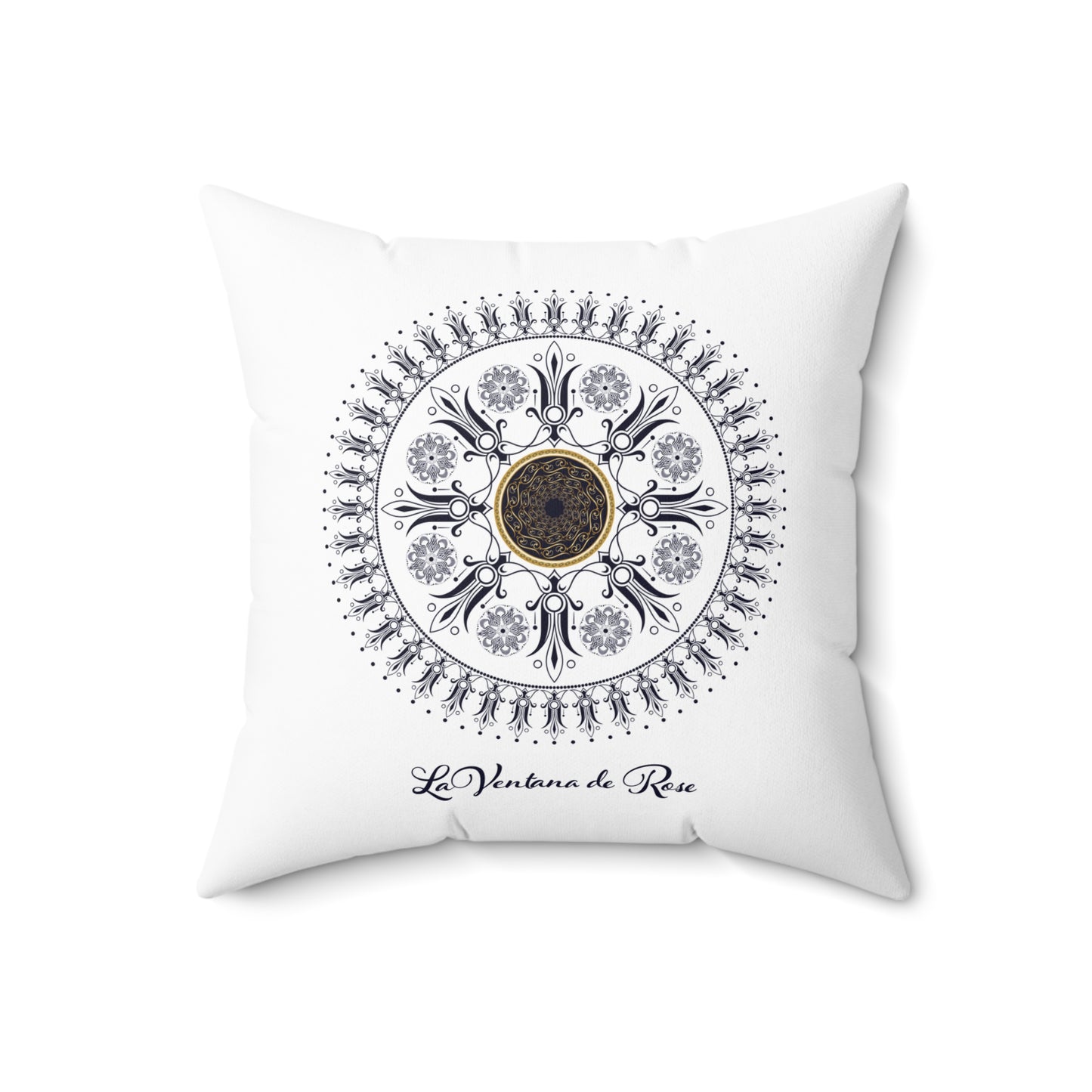 Spun Polyester Square Pillow Kukloso 'Le Ventana de Rose' (The Rose Window) - Free Shipping
