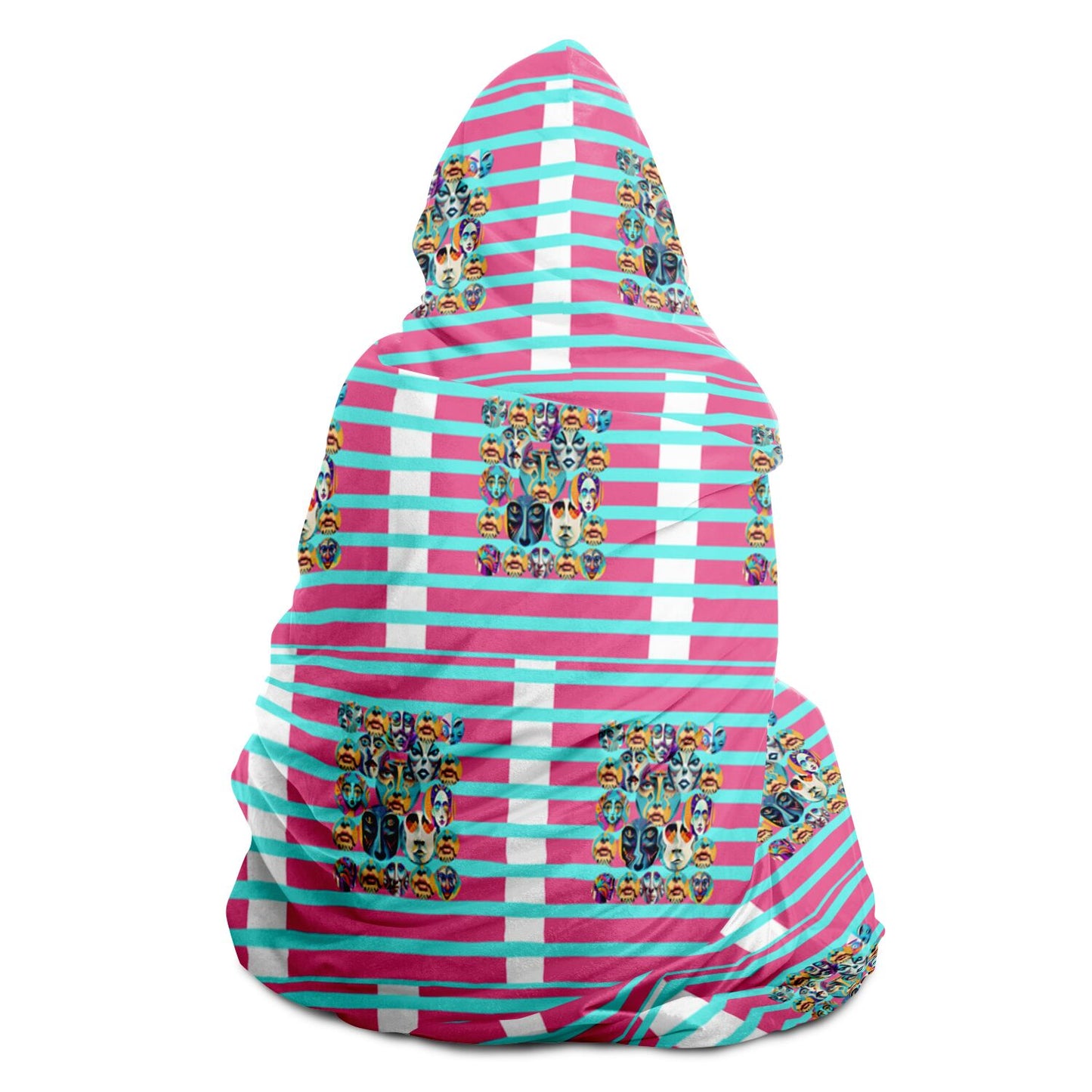 Hooded Blanket - AOP Kukloso Cubist Faces No 35 - Free Shipping