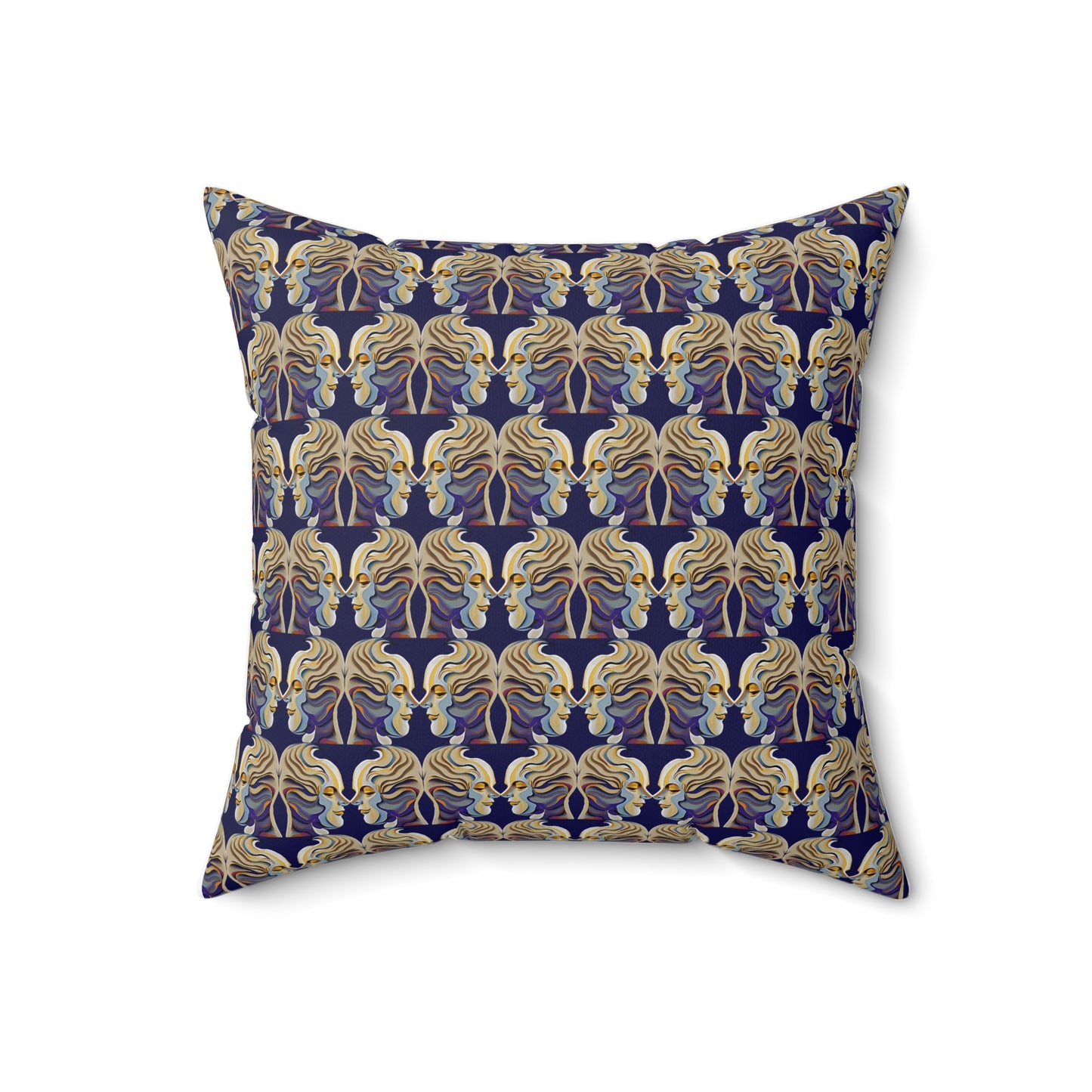 Spun Polyester Square Pillow Kukloso Cubist Faces No 12 - Free Shipping