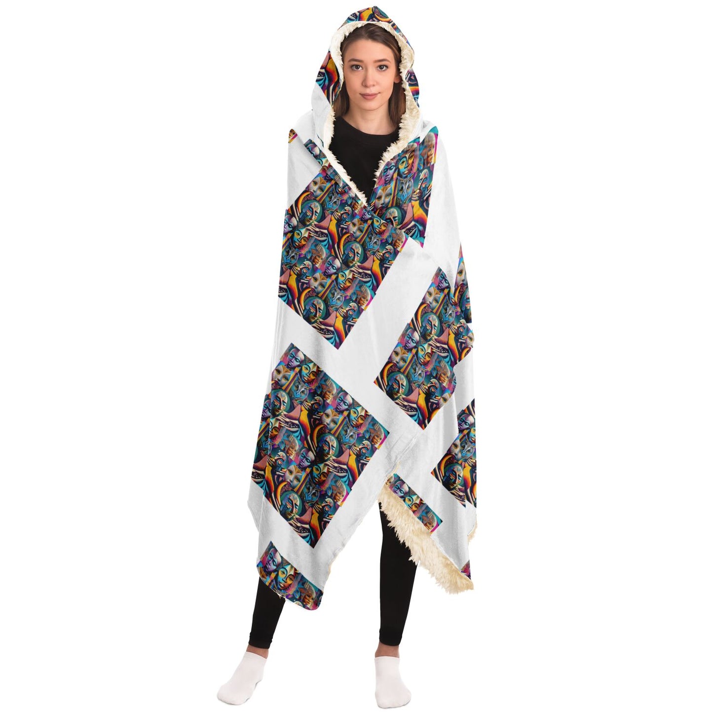 Hooded Blanket - AOP Kukloso Alien Faces No 33 - Free Shipping