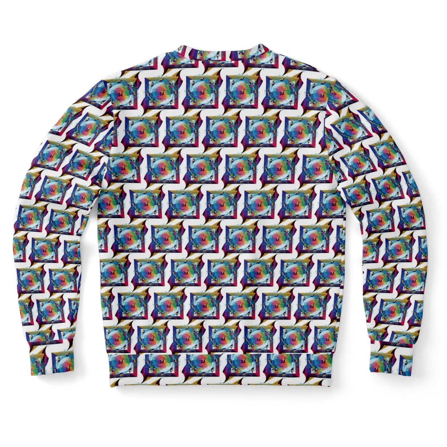 Athletic Sweatshirt - AOP Kukloso Abstractical No 35 Abstract Multicolored Shapes on White - Free Shipping