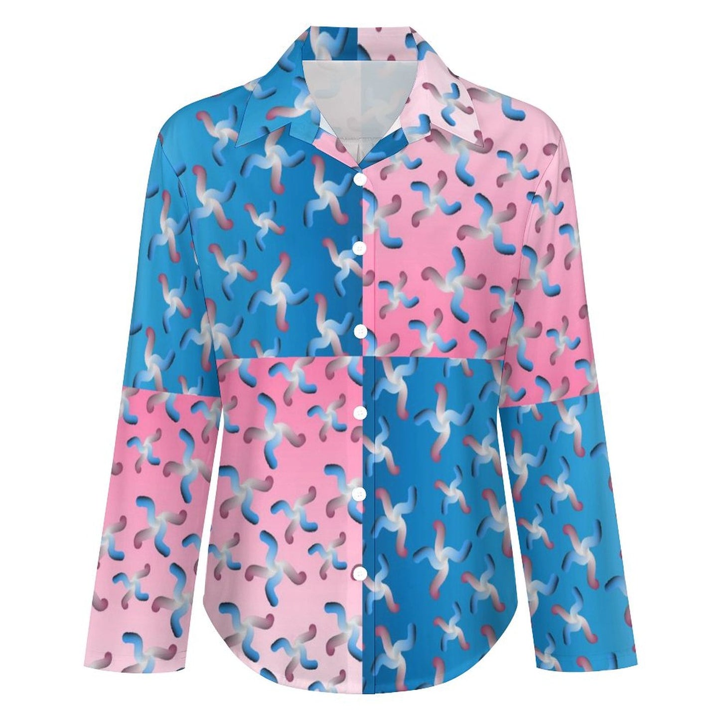Long Sleeve Shirt Blouse Kukloso Abstract No 1474