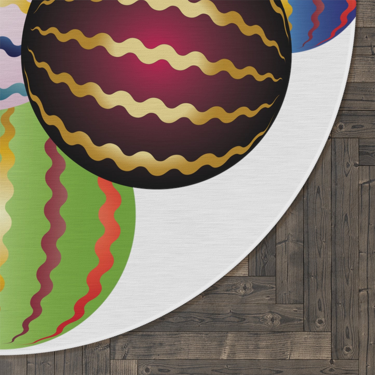 Round Rug Kukloso Abstractical No 264 Multicolored Balls on White Free Shipping