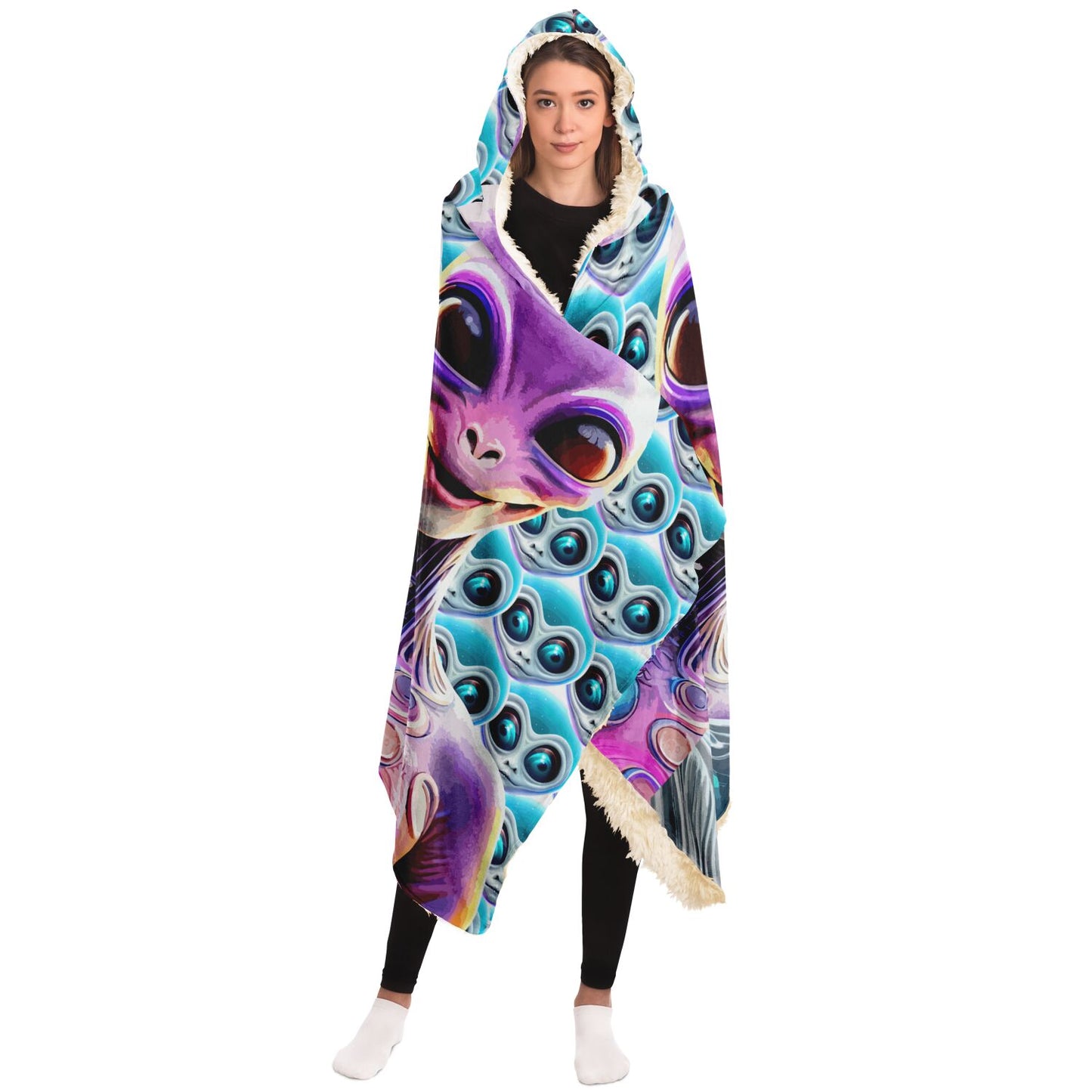 Hooded Blanket - AOP Kukloso Three Space Ladies No 1 - Free Shipping