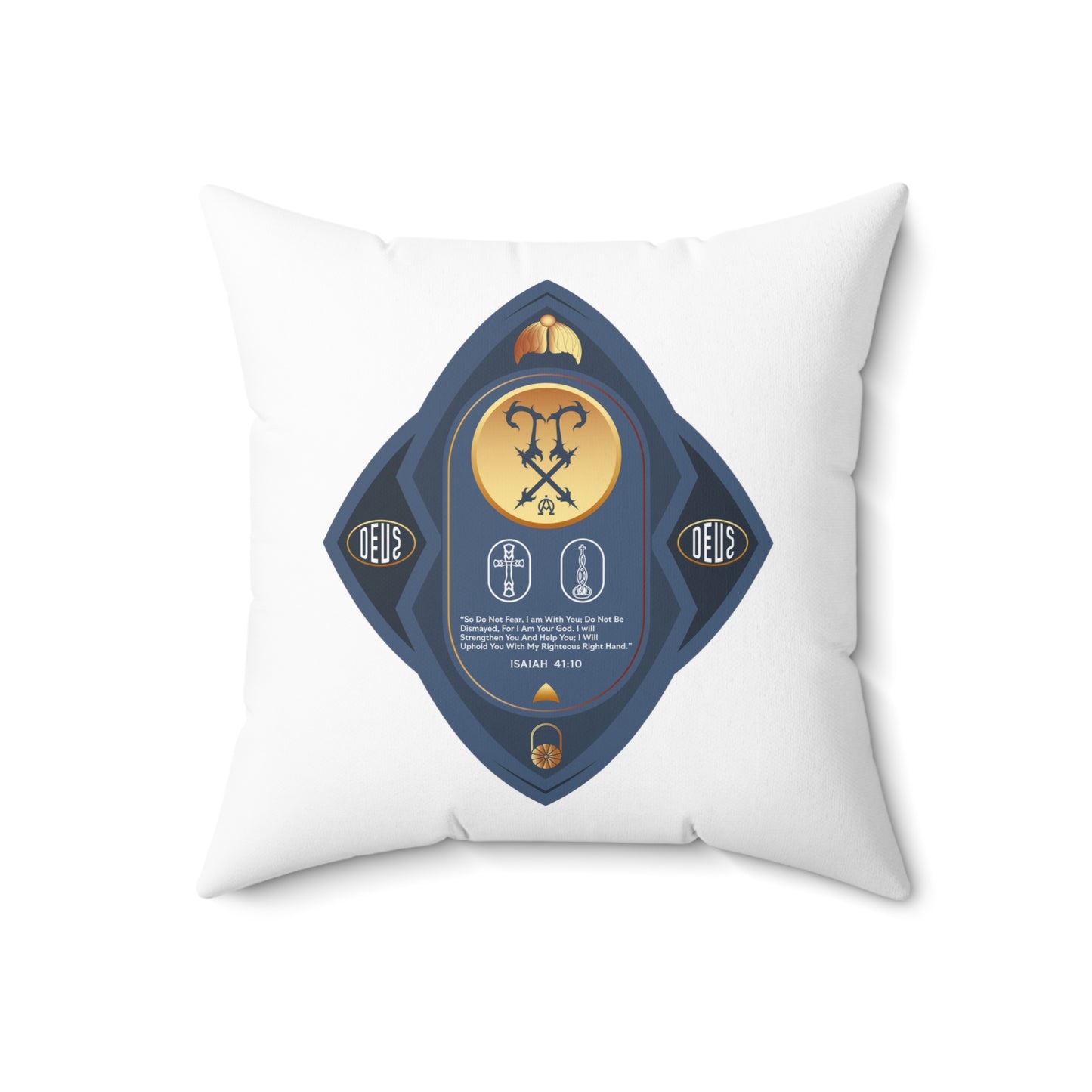 Spun Polyester Square Pillow Kukloso Isaiah 41:10 / Luke 23:43 'Three Gifts' - Free Shipping