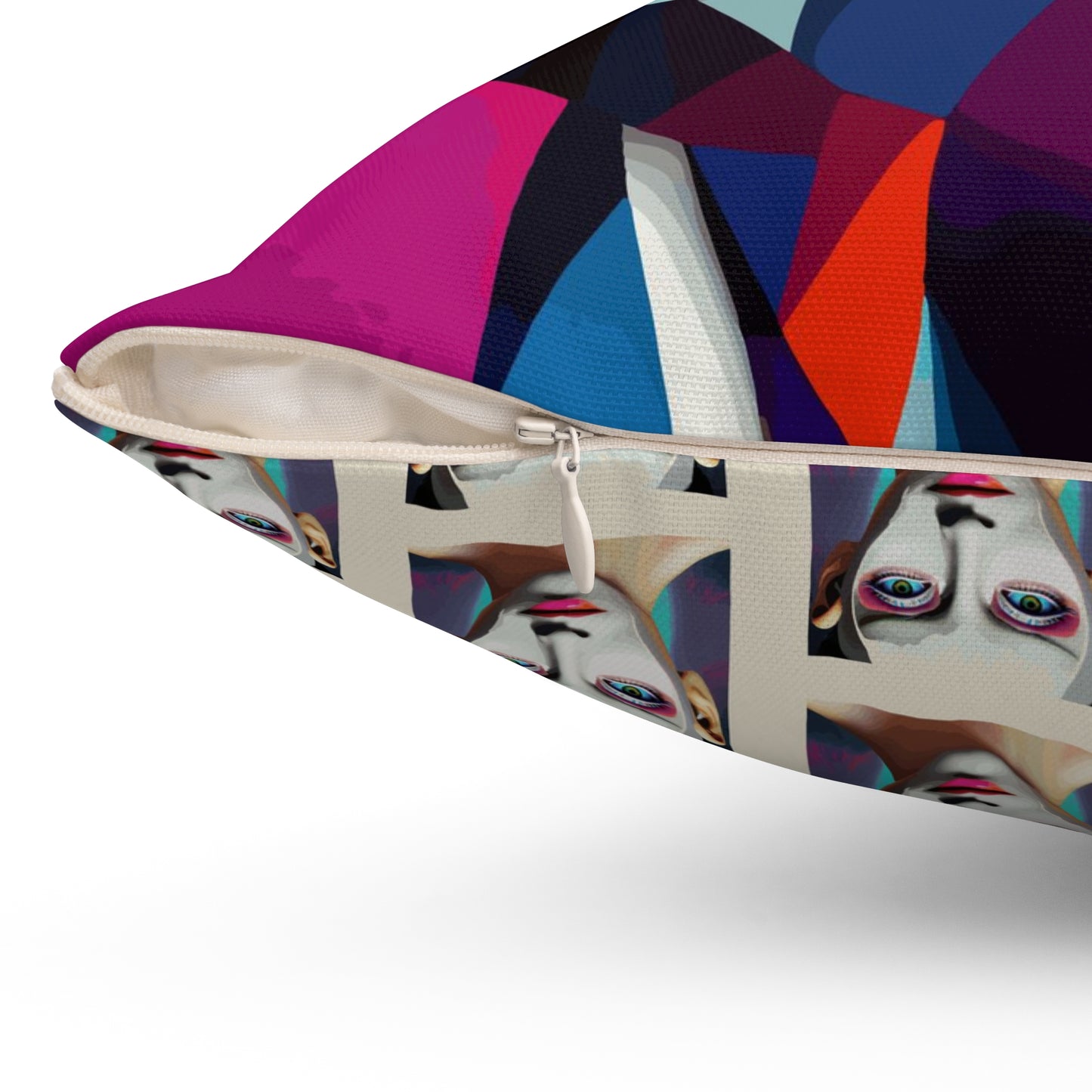 Spun Polyester Square Pillow Kukloso Space Faces No 2 - Free Shipping