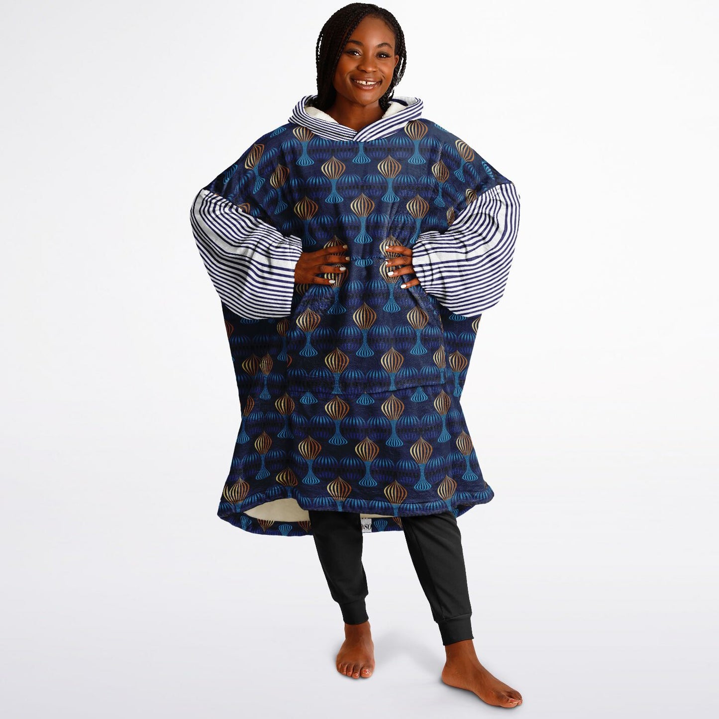 Snug Hoodie Economy - AOP Kukloso Fleuron Blue - Gold No 1 Large Pattern - Free Shipping