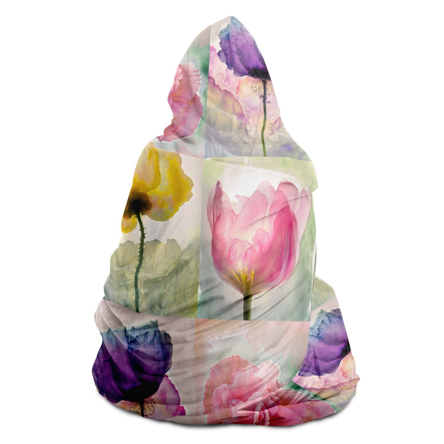 Hooded Blanket - AOP Kukloso Watercolor Florals Large Pattern - Free Shipping