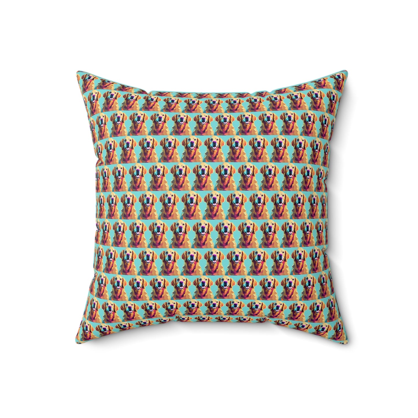 Spun Polyester Square Pillow Kukloso Golden Retriever Dog - Free Shipment