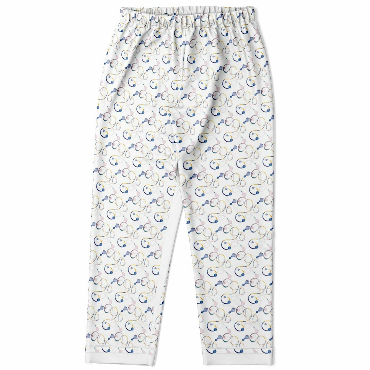 Women's Satin Pajamas - AOP Kukloso Whimsical No 23 Abstract Pink Gold Swirling shapes on White - Free Shipping