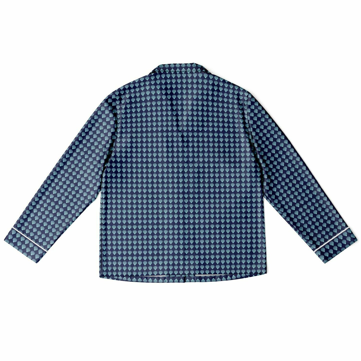 Women's Satin Pajamas - AOP Kukloso Scallop Shell No 1 Aqua on Navy - Free Shipping