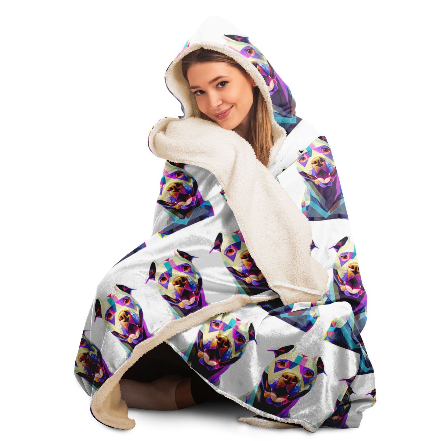 Hooded Blanket - AOP  Kukloso Cubist Pitbull Dog No 1 - Free Shipping