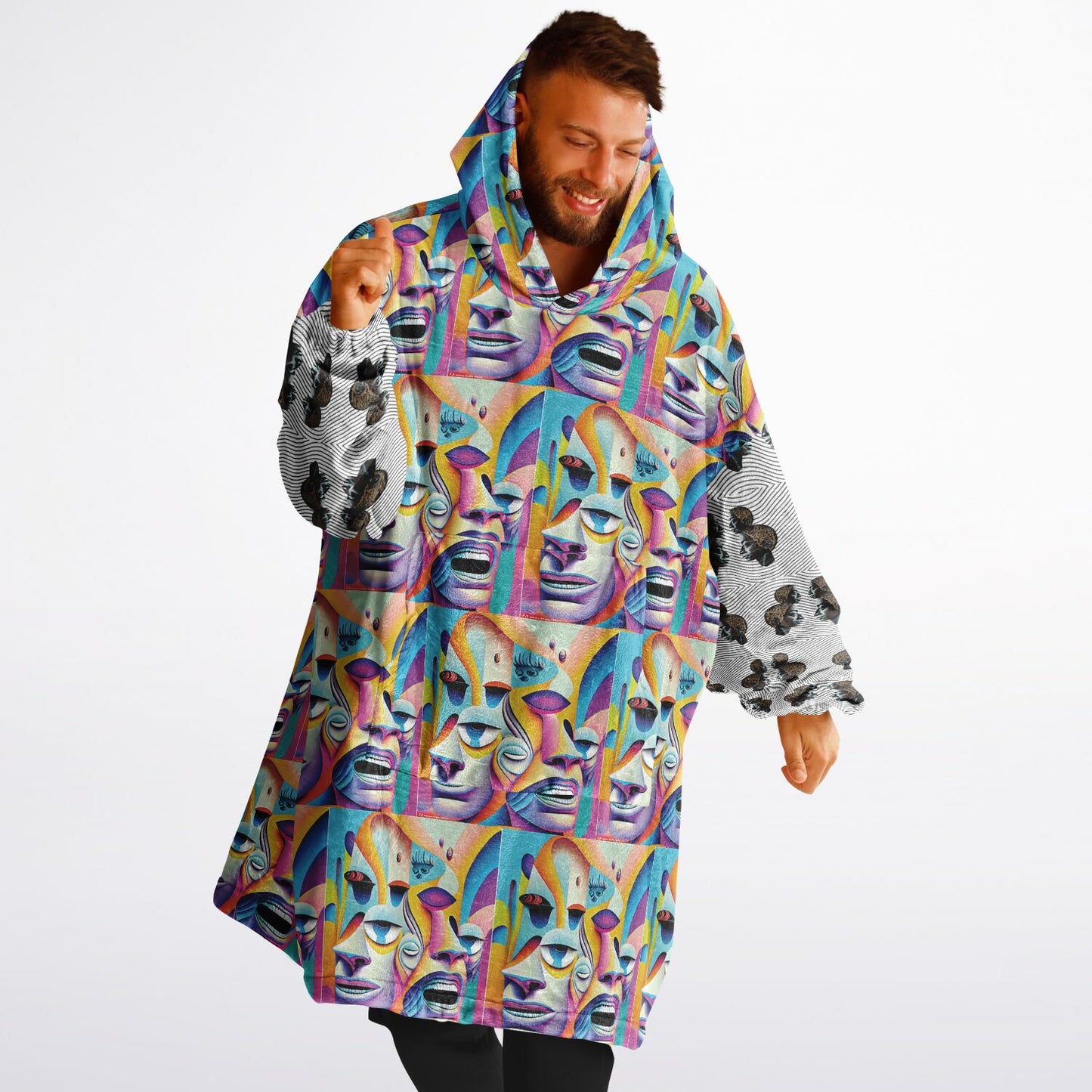 Snug Hoodie Economy - AOP Kukloso Cubist Faces No 7 A - Free Shipping