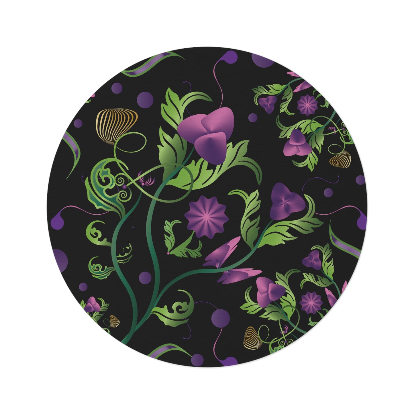 Round Rug Kukloso MD Melange de fleur Purple & Green Free Shipping